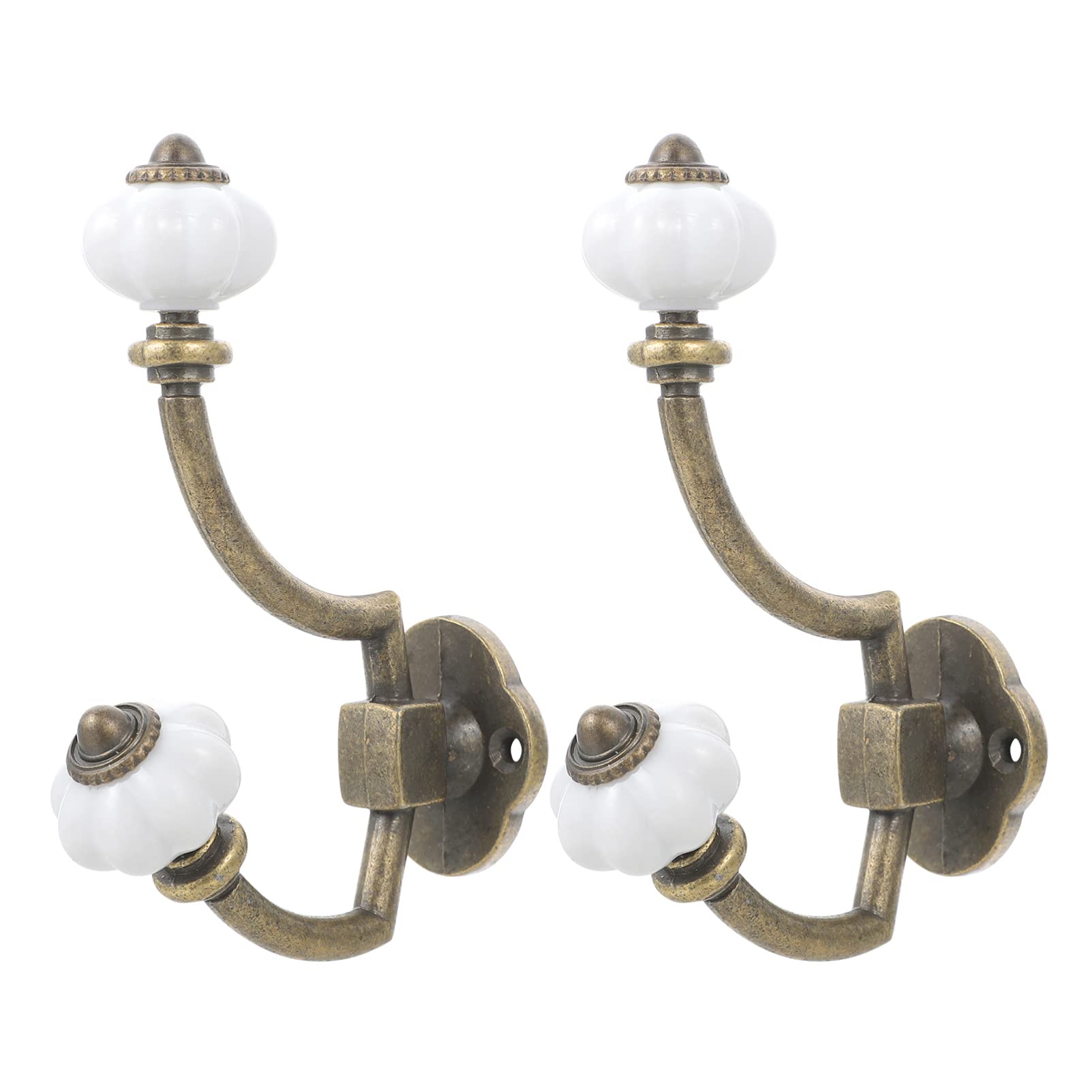 Scicalife 2-Pack Heavy Duty Wall Hooks - Zinc Alloy Coat Hangers with Vintage Pumpkin Design & Mounting Screws - Perfect for Hanging Coats, Bags, Scarves & Keys in Entryway, Bedroom or Closet