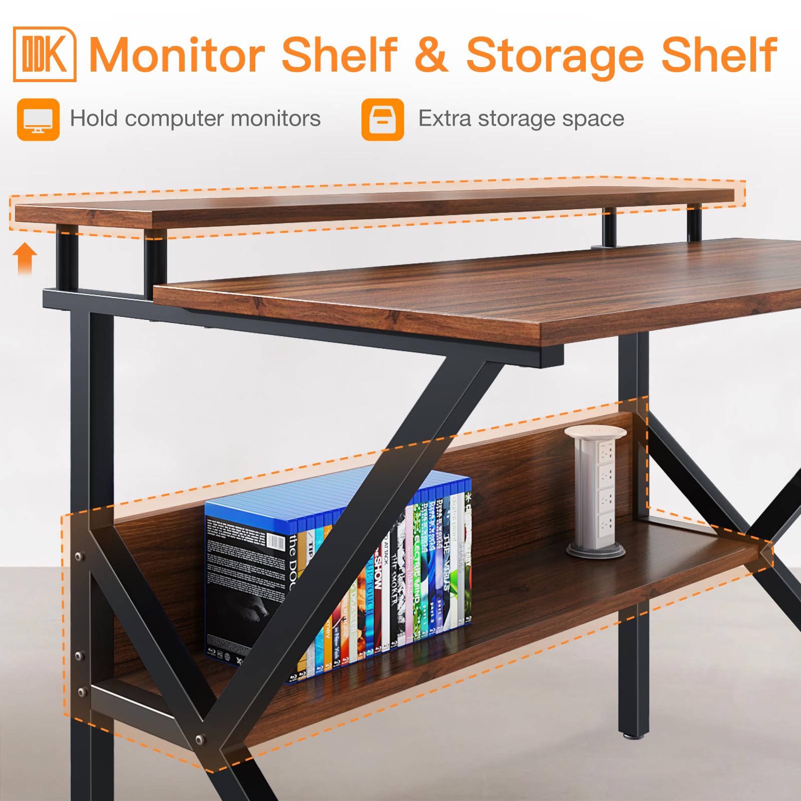 Compact 27.5 Inch Small Computer Desk with Storage & Monitor Stand - Space Saving Home Office Desk for Small Spaces, Study Desk in Espresso Finish - Perfect for Apartments, Dorms & Tiny Home Workspaces