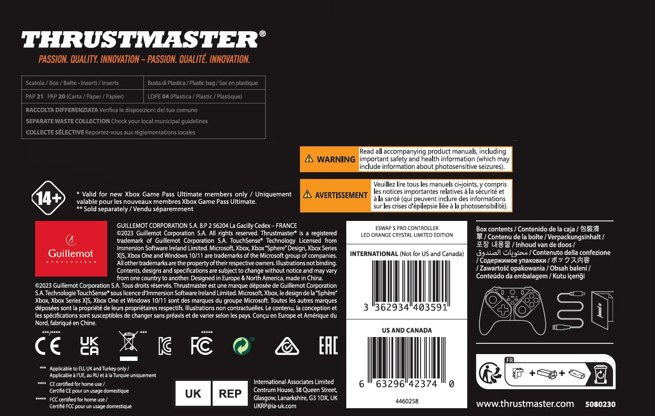 Thrustmaster ESWAP S PRO Controller - LED Orange Crystal Limited Edition for Xbox Series X|S - Officially Licensed Xbox Accessory - Amazon Exclusive - Perfect for Competitive Gaming & Esports Tournaments