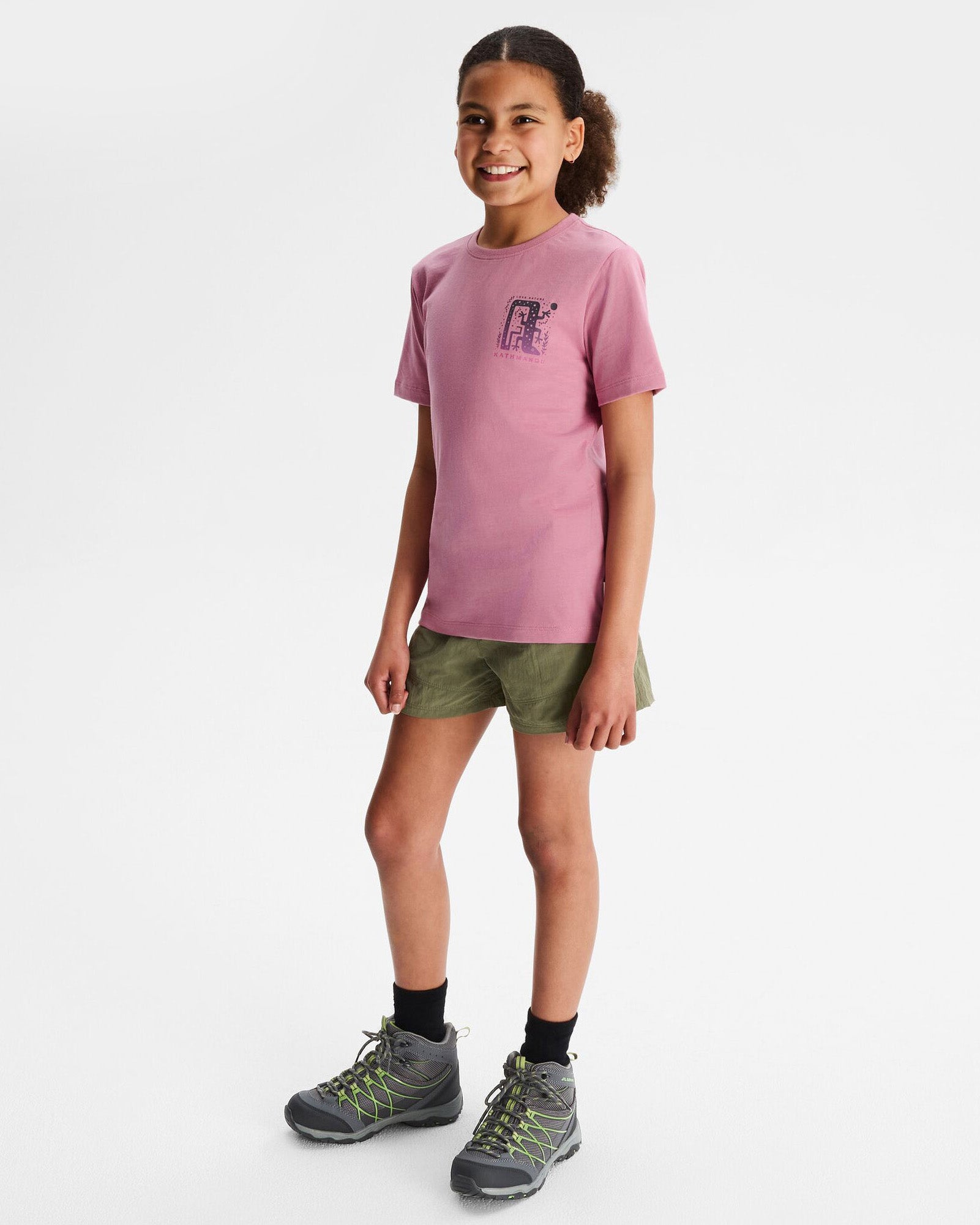Organic Cotton Girls' Geo Skink T-Shirt in Orchid - Soft & Comfortable Kids' Top for Playdates, School & Everyday Wear