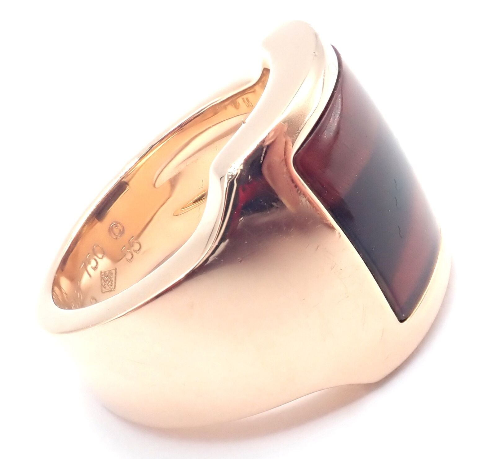 Authentic Cartier 18k Rose Gold Santos Dumont Bull Eye Quartz Ring with Certificate - Luxury Jewelry for Women, Perfect for Weddings, Anniversaries & Special Occasions