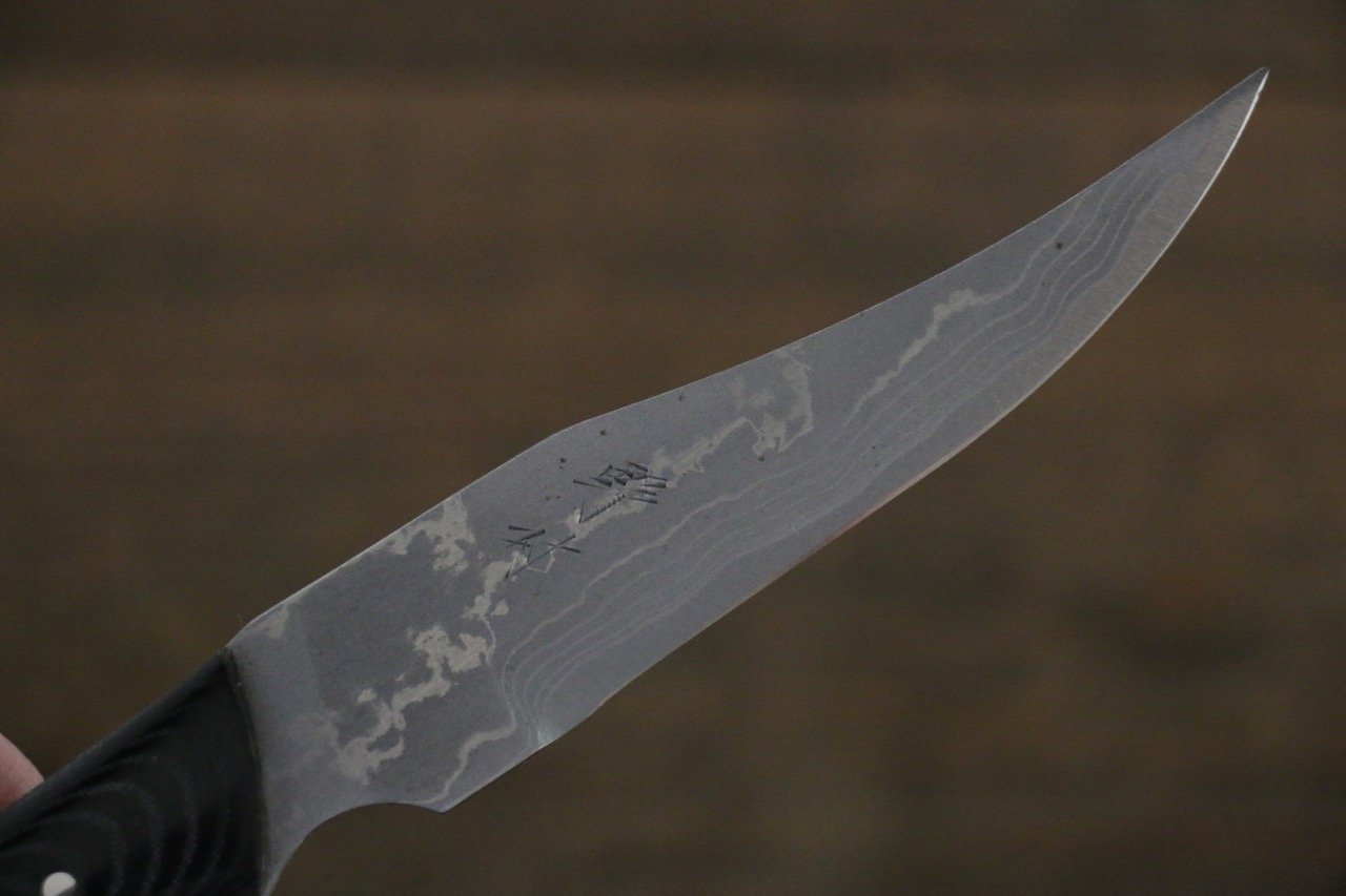 Premium Kazuo Nomura White Steel No.2 Hunter Knife - 100mm Blade with Black Micarta Handle - Ideal for Outdoor Camping, Hunting, and Bushcraft Activities