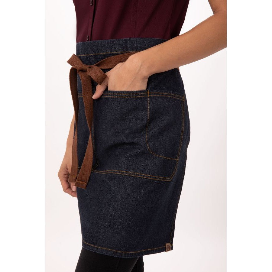 Chef Works AW048IBL Memphis Half Bistro Apron - Indigo Blue, 28.5