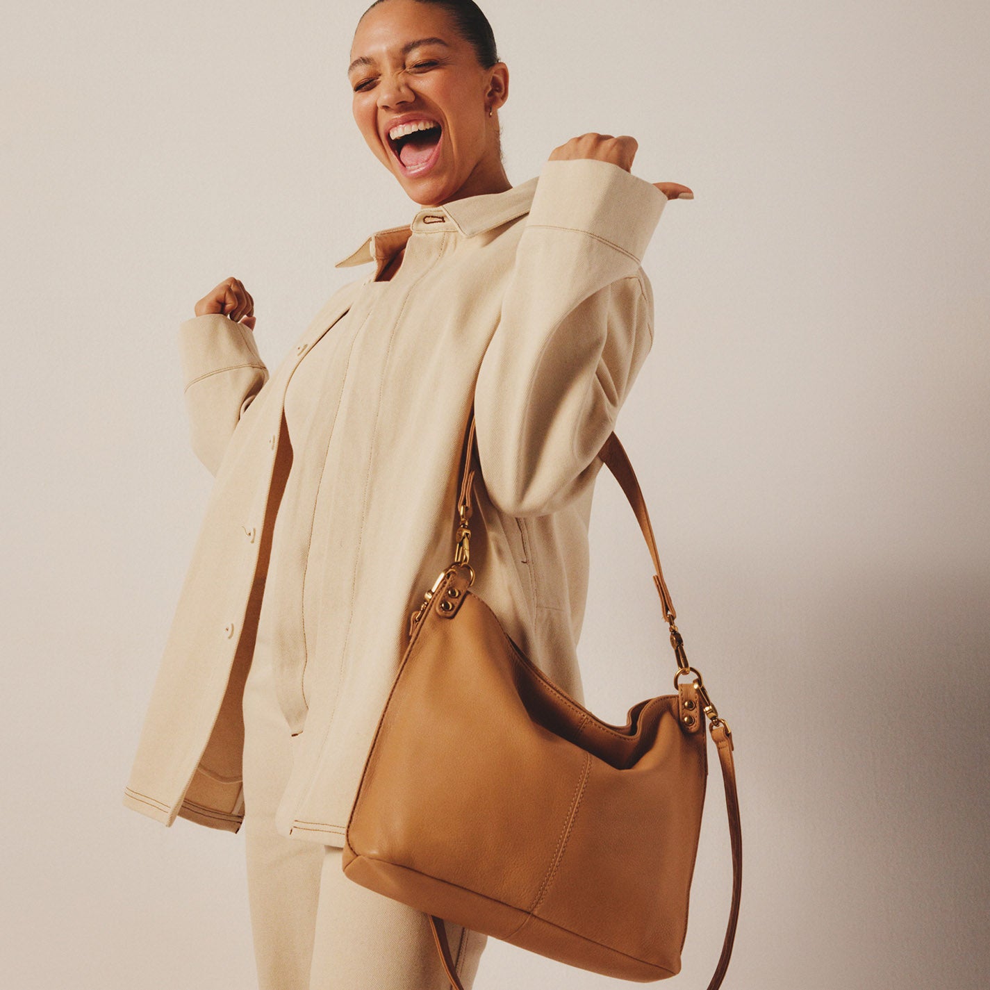 Pebbled Leather Pier Shoulder Bag in Sandstorm - Stylish Crossbody Purse for Women, Perfect for Work, Travel & Everyday Use
