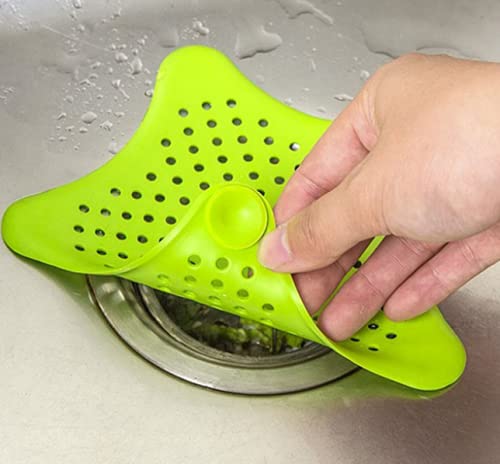 4 PCS Starfish Hair Catcher - Bathroom Drain Cover, Kitchen Sink Strainer, Bathtub Drain Protector - Prevents Clogged Drains in Kitchen & Bathroom - Perfect for Showers, Sinks, and Tubs