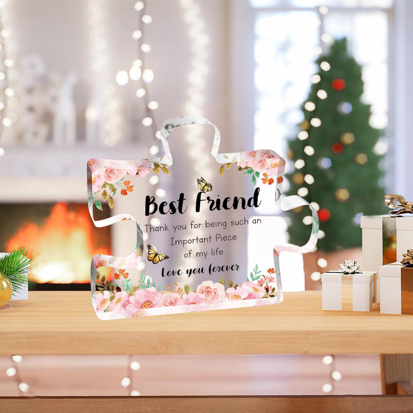 Unique Acrylic Puzzle Piece Friendship Gifts for Women - Thoughtful Bestie, BFF, Classmate Presents for Birthday, Anniversary, Graduation, Going Away - Perfect for Home Decor, Office Desk, or Keepsake Display