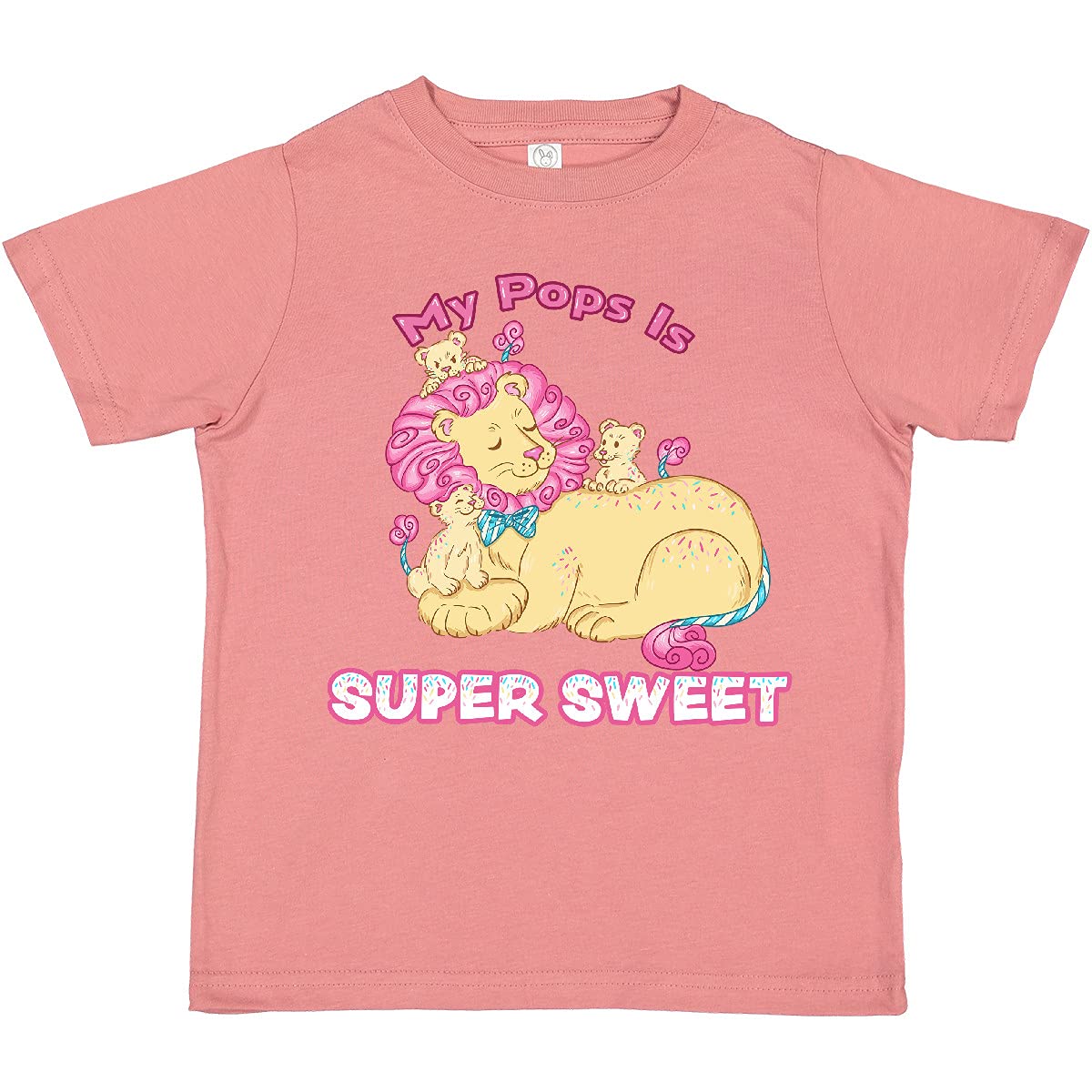 Inktastic My Pops is Super Sweet Cotton Candy Lions Pink Toddler T-Shirt - Cute Graphic Tee for Kids, Girls & Boys - Perfect for Birthday Parties, Family Outings & Everyday Play