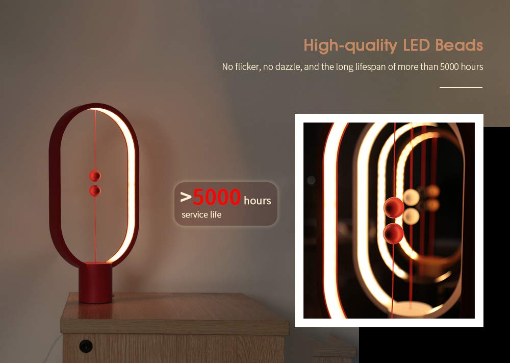 Rechargeable Touch Dimmer Table Lamp for Bedroom - 3-Level Brightness Adjustable Nightstand Lamp, Bedside Balance Light for Home, Office & College Dorm | Perfect as Christmas Gift & Reading Light (Red)