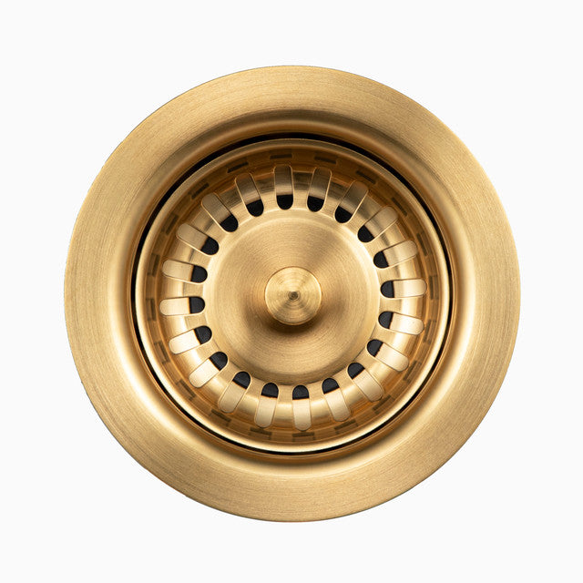 Houzer 3-1/2 Inch Basket Strainer in Brushed Brass - 190-9180-BB - Perfect for Kitchen Sinks, Bar Sinks, and Utility Sinks