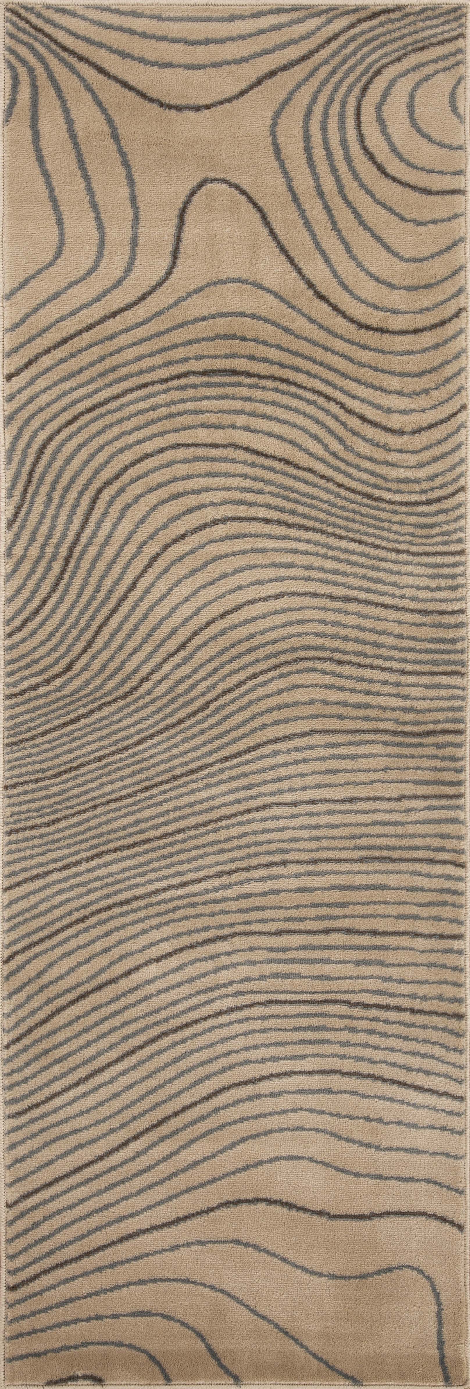 Veer Modern Abstract Wood Grain Indoor Area Rug or Runner - Soft Non-Slip Living Room Carpet for Bedroom, Hallway & Home Decor