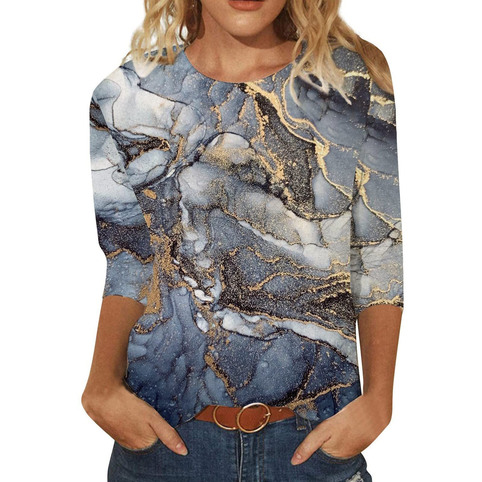 Women's Floral Print V-Neck Long Sleeve Blouse - Comfortable Loose Fit Casual Top (Grey #2, XXL) - Perfect for Office Wear, Date Nights & Spring Outfits