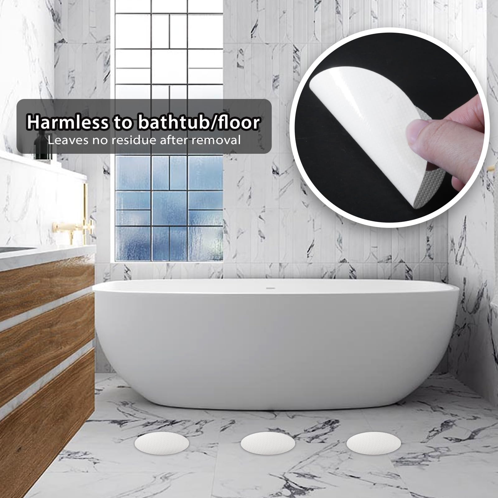 24-Pack White Round Non-Slip Bath Stickers | Anti-Skid Shower & Bathtub Safety Decals | Adhesive Floor Grip Pads for Bathroom, Stairs & Ladders | Includes Scraper Tool | Perfect for Wet Areas & Elderly Safety