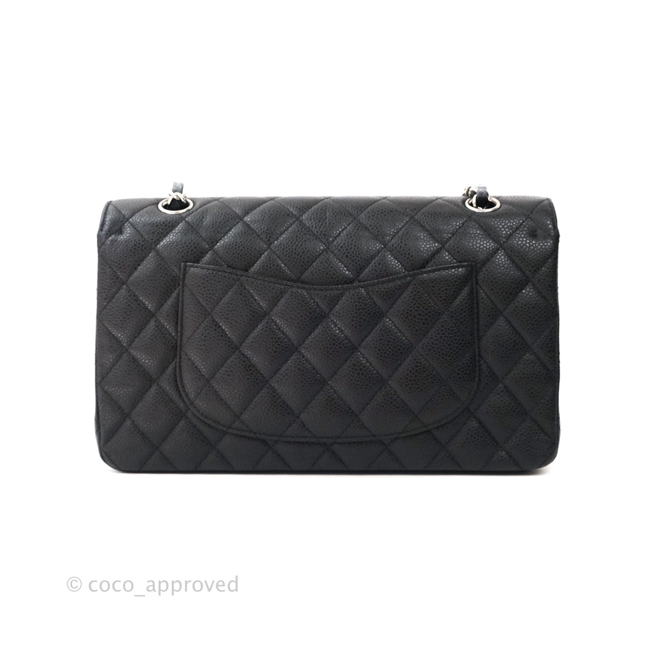 Chanel Classic M/L Medium Double Flap Bag Black Caviar Leather with Silver Hardware - Luxury Handbag for Women, Perfect for Work, Evening Events & Special Occasions
