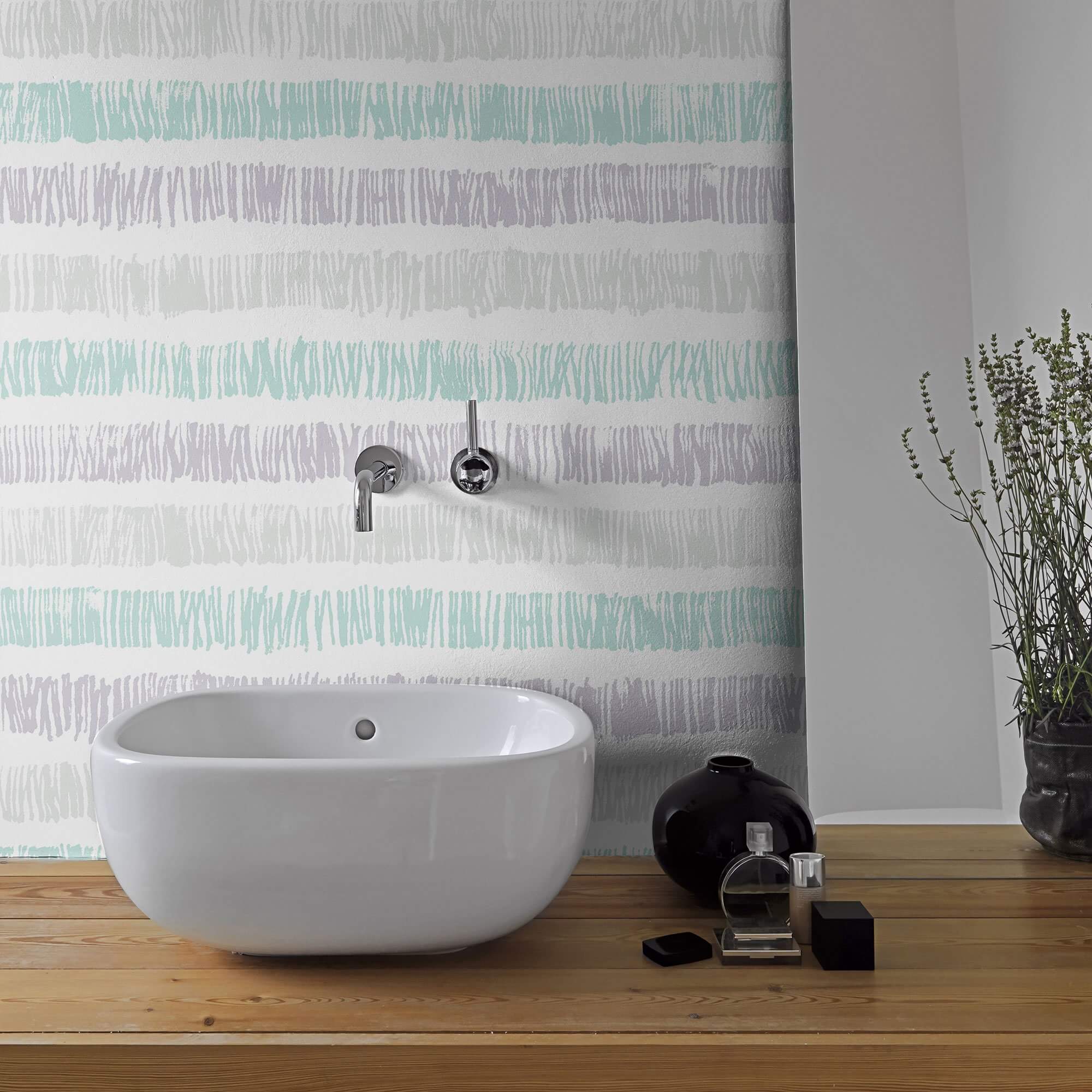 Green and Grey Striped Peel and Stick Removable Wallpaper - Self-Adhesive Decorative Wall Covering for Bedroom, Living Room, Office - Easy to Install & Remove - 1822