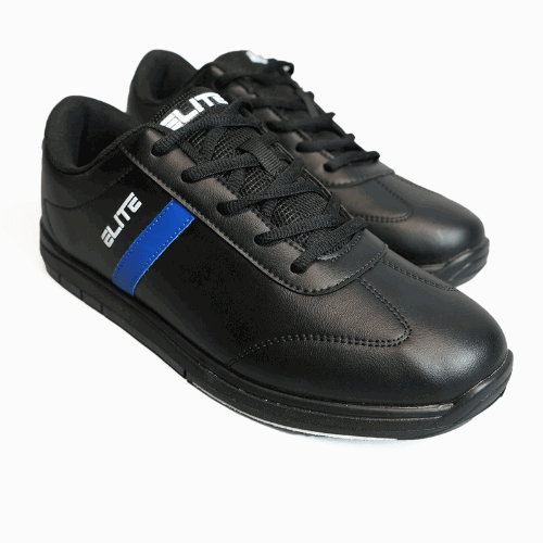 ELITE Men's Black & Royal Athletic Bowling Shoes - Universal Sliding Soles for Right/Left Handed Bowlers - Comfortable Lace-Up Design for League Play & Tournament Use
