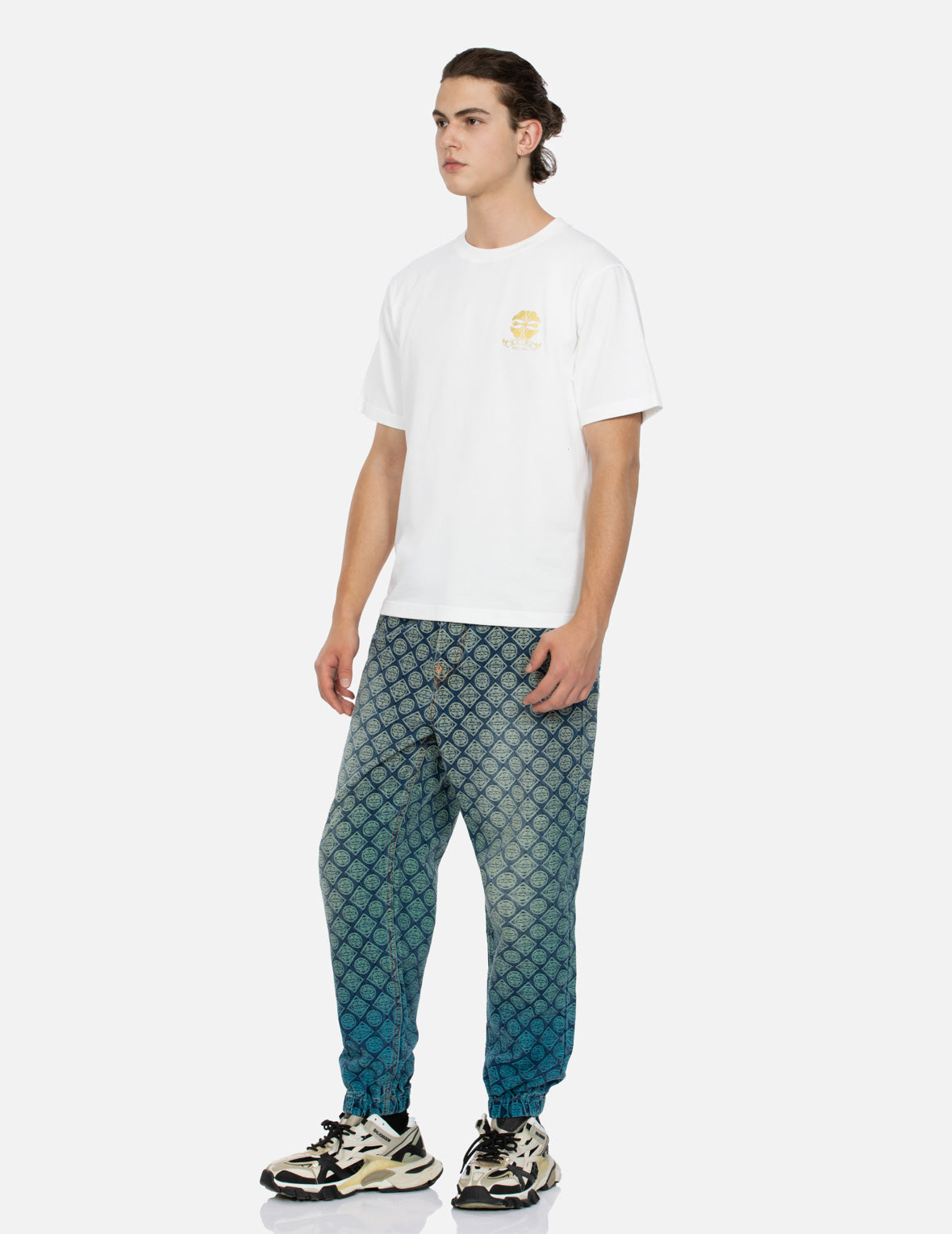 Kamon & Logo Foil Print Regular Fit T-Shirt for Men | Stylish Graphic Tee for Casual Wear & Street Fashion