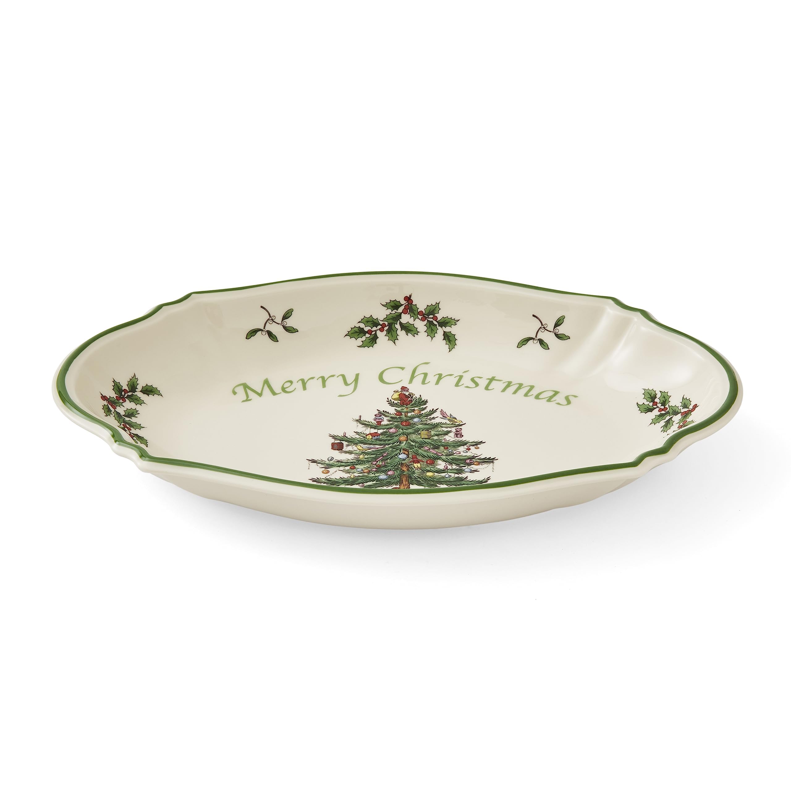 Portmeirion Spode Christmas Tree Oval Festive Serving Tray - 6-Inch Rectangular Earthenware Holiday Tableware | Microwave, Dishwasher & Oven Safe | Perfect for Christmas Parties, Holiday Entertaining & Seasonal Decor