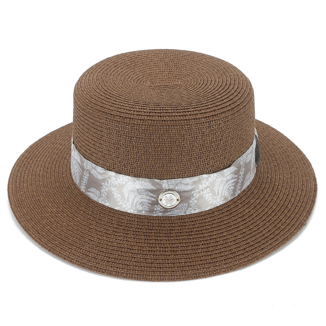 Dark Brown Fern Lei Hat - Stylish Lily Hat for Women - Perfect for Beach, Luau, and Summer Parties