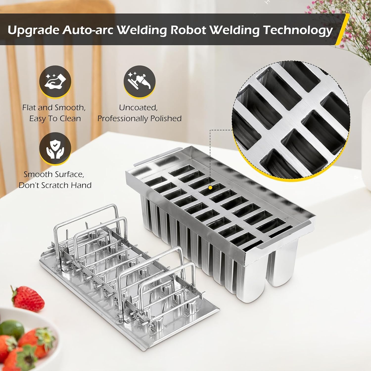 304 Stainless Steel Popsicle Molds - 20PCS Commercial Ice Pop Molds Kit with Round Head Plate & Lid (112g Single Cup Capacity) - Perfect for Homemade Frozen Treats, Party Snacks & Summer Desserts