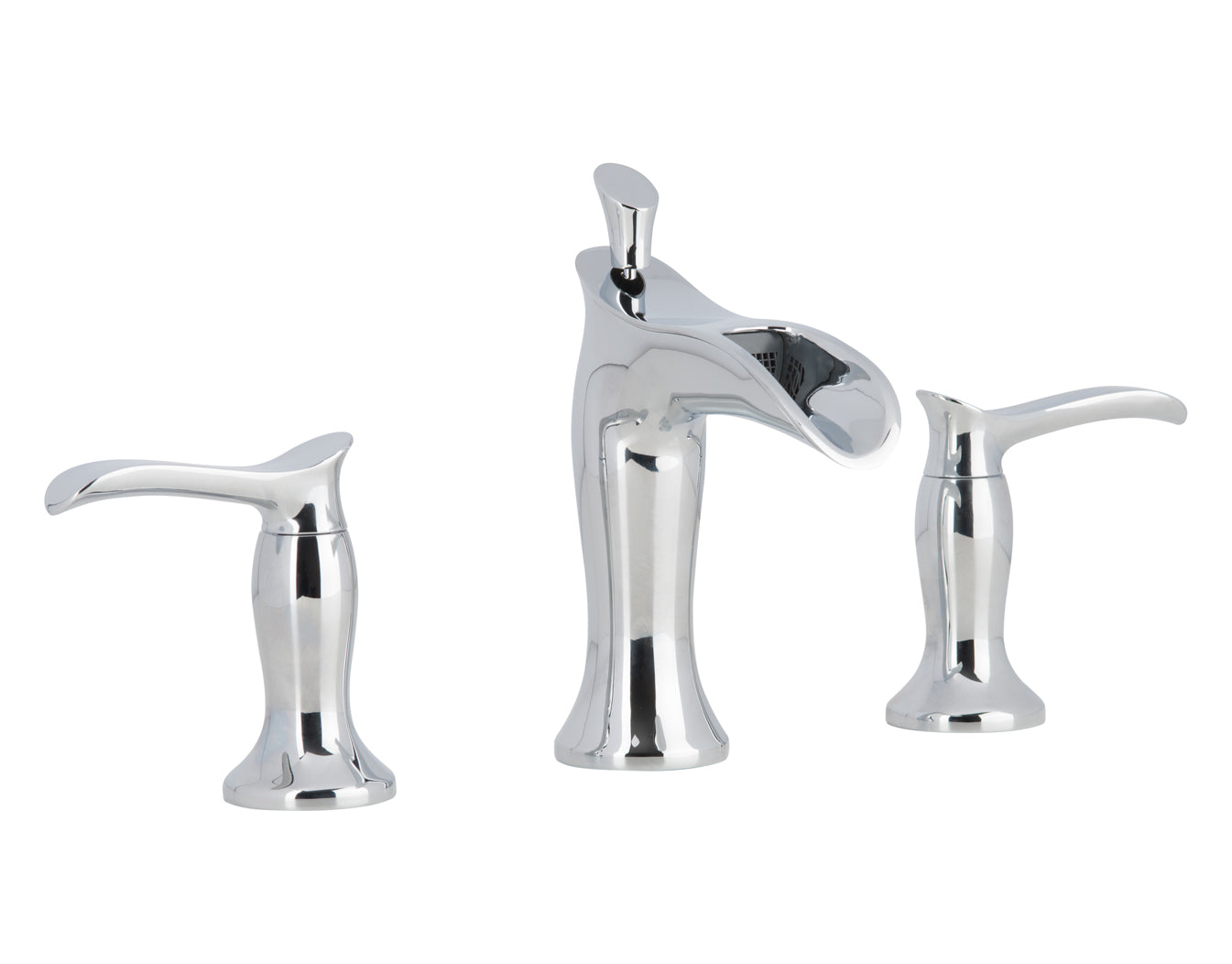 Eleganzia Series Widespread Chrome Bathroom Faucet - Modern Waterfall Spout Design for Vanity Sinks - Perfect for Master Bathroom Renovation & Guest Bathroom Upgrade
