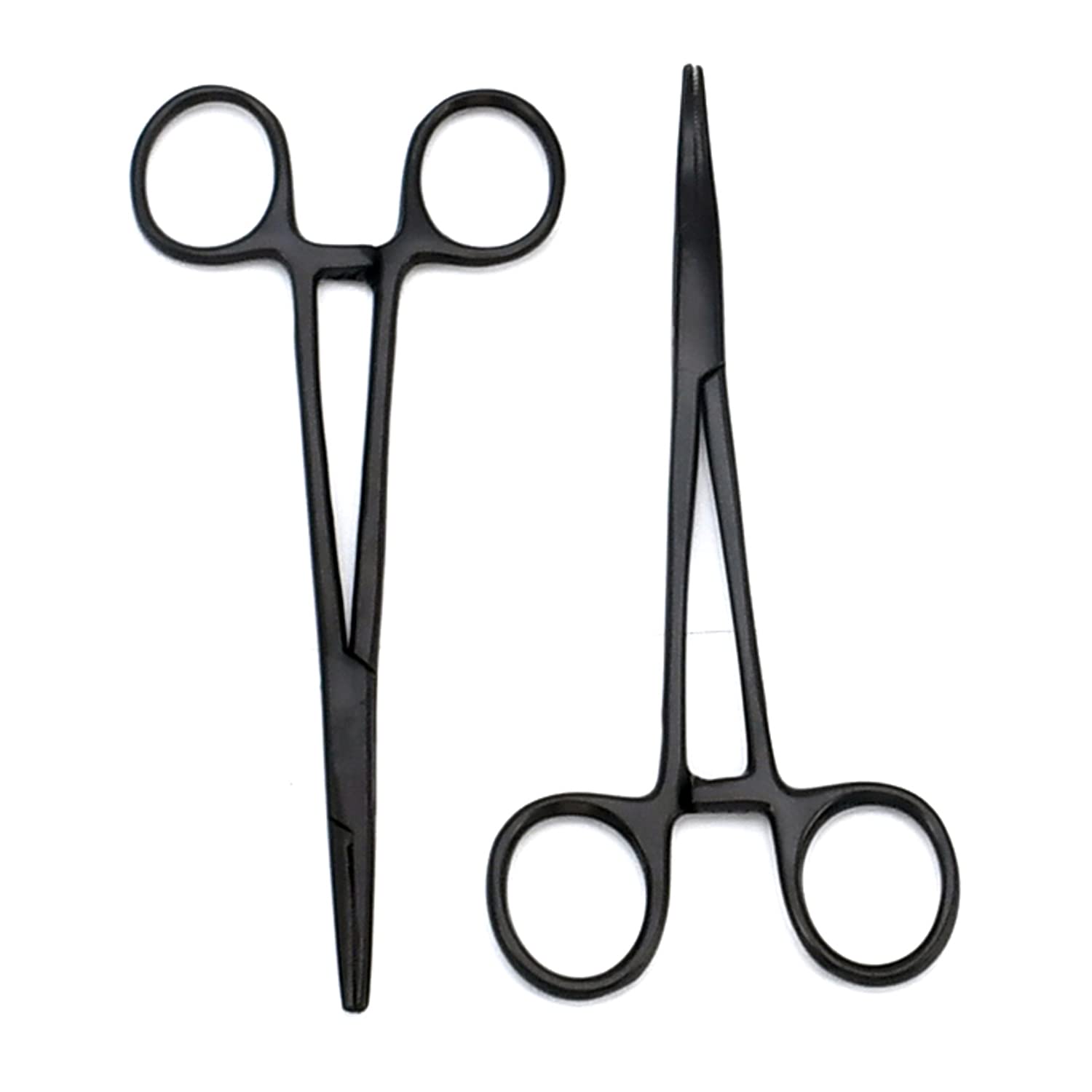 Rainbow 2-Piece Hemostat Set - Stainless Steel Locking Tweezers for Nurses, Fishing & Crafts