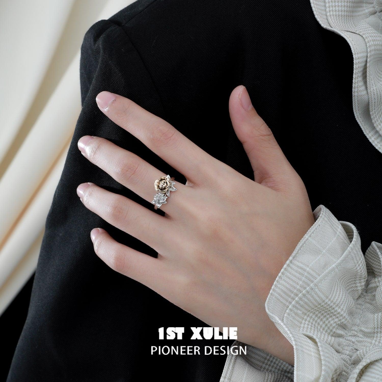 Golden Rose Open End Ring™ - Adjustable Minimalist Stackable Ring for Women, Dainty Gold Plated Jewelry Gift for Her - Perfect for Everyday Wear, Layering & Special Occasions