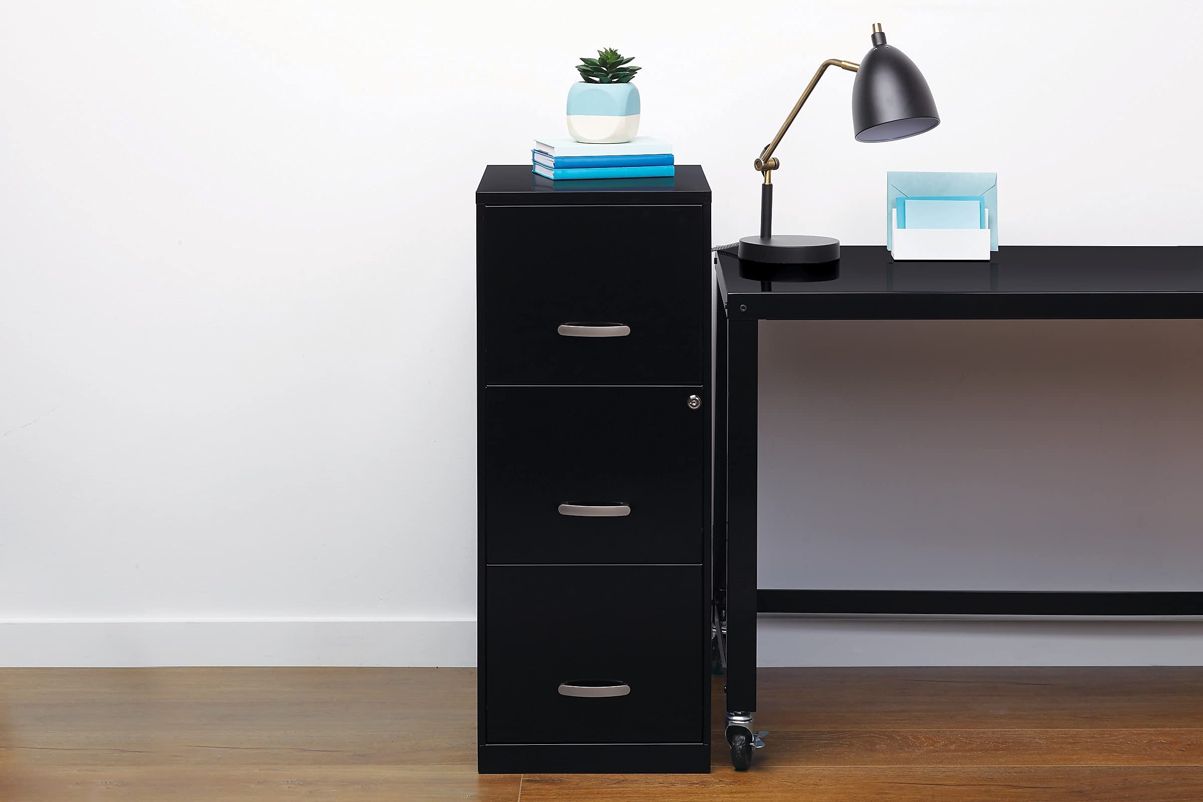 MyOfficeInnovations 3-Drawer Vertical File Cabinet - Black Letter Size (18D) for Office Organization & Document Storage | Perfect for Home Office, School, or Business Filing Needs