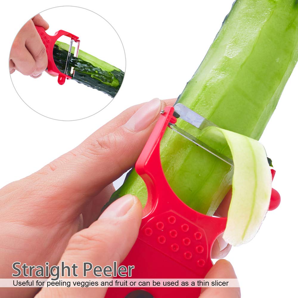 LHS 3-Pack Stainless Steel Vegetable Peelers - Multi-Functional Potato, Apple, Carrot, Zucchini & Cucumber Peeler with Slicer & Shredder - Perfect for Kitchen Prep, Salad Making & Healthy Snacking