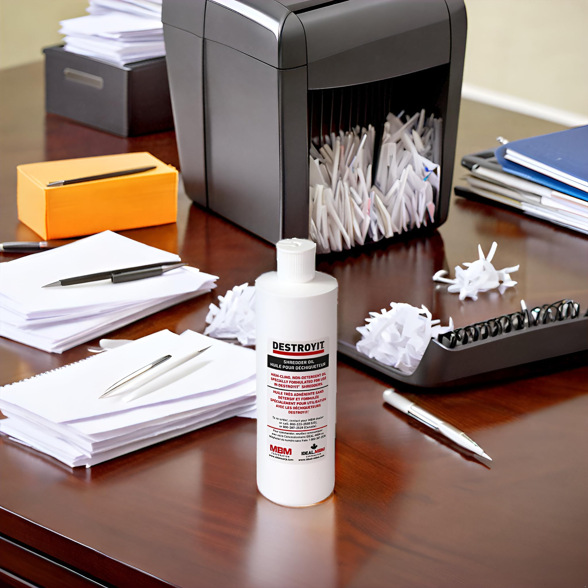MBM Destroyit 8 Pints of High-Performance Paper Shredder Lubricant (8 x 1 Pint Bottles) - CED21/8 | Extends Shredder Life & Prevents Jams for Office, Home & Commercial Use