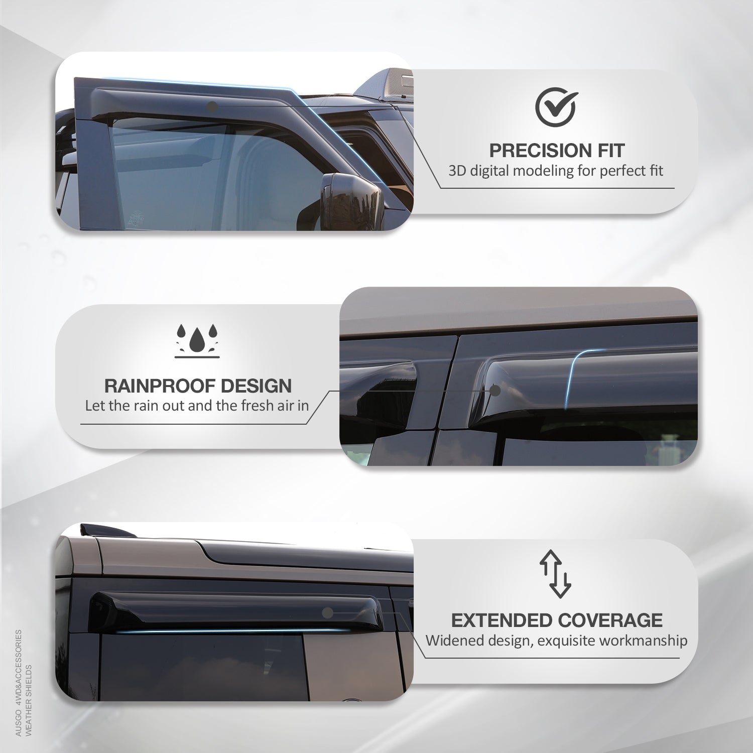 Land Rover Defender L663 Series 110/130 (2020-Present) Wide Weather Shields - Durable Rain Guards for All-Season Protection - Perfect for Off-Roading, Camping & Outdoor Adventures