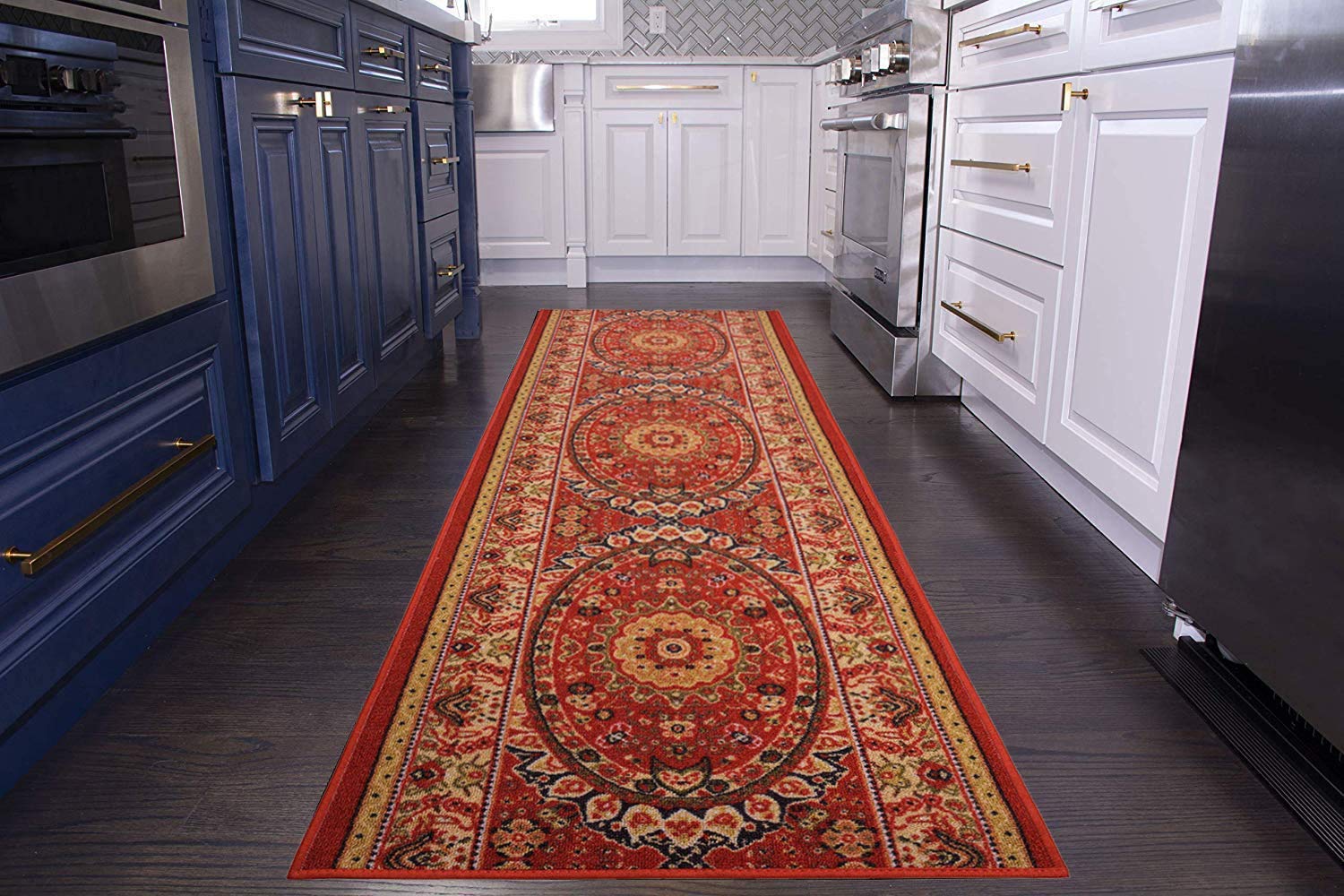 Custom Size Red Oriental Persian Medallion Runner Rug - 22 Inch Wide x Choose Your Length (Up to 34 ft) - Non-Slip Rubber Backing for Hallways, Entryways & High Traffic Areas - Perfect for Home Decor & Floor Protection