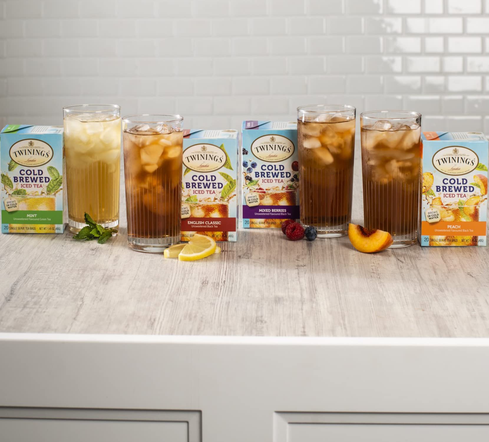 Twinings Cold Brew Iced Tea Bags Variety Pack - 40 Count with Sugar Packets | Refreshing Summer Drink for Picnics, Office & Home Relaxation