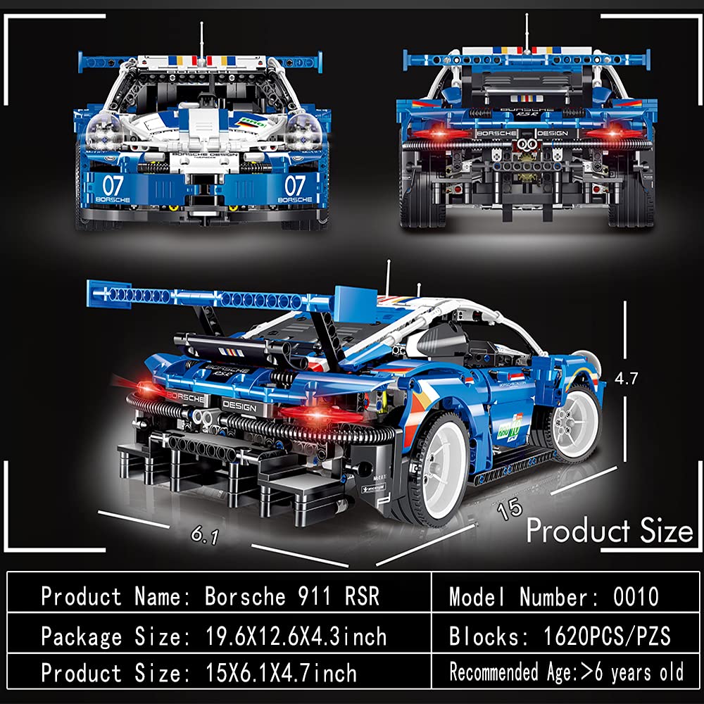 1:12 Scale Racing Car Model Kit - 1620 Piece Brick Construction Toy for Adults | Technique Building Blocks & Engineering Toy | Collectible DIY Car Model for Display & Gifts | Perfect for Hobbyists, Car Enthusiasts & STEM Learning