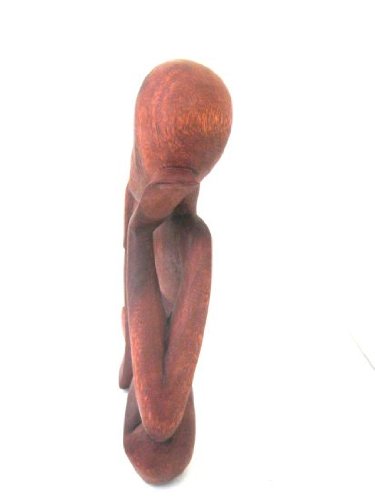 OMA Thinker Statue - Handcrafted Wooden Thinking Man Sculpture for Meditation, Yoga & Home Decor | Abstract Modern Figurine in XL Size | Perfect for Living Room, Office & Zen Spaces