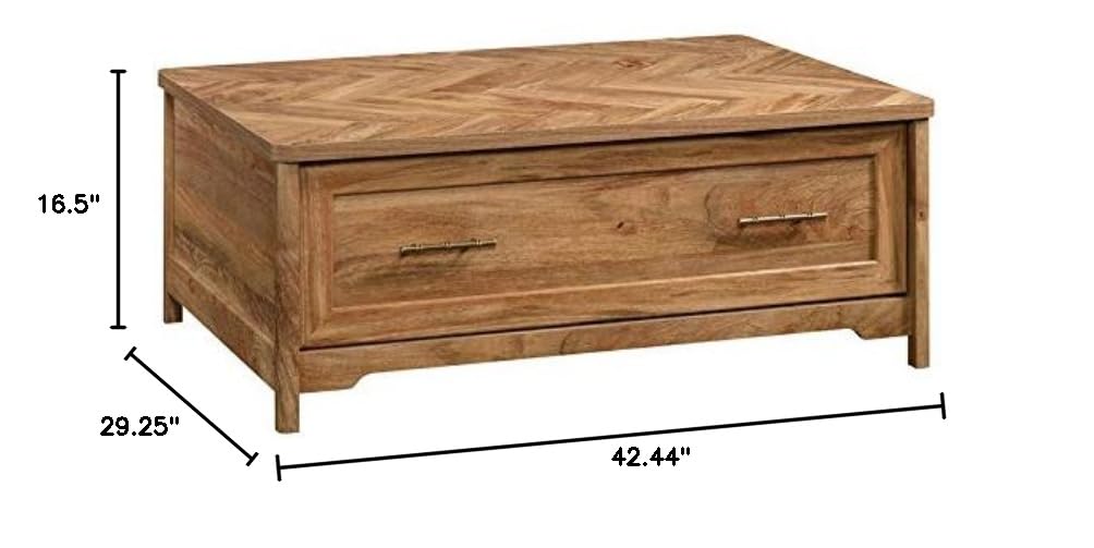Modern Wood Coffee Table with Storage Shelf - Contemporary Sindoori Mango Finish - Perfect for Living Room, Office or Small Space Furniture