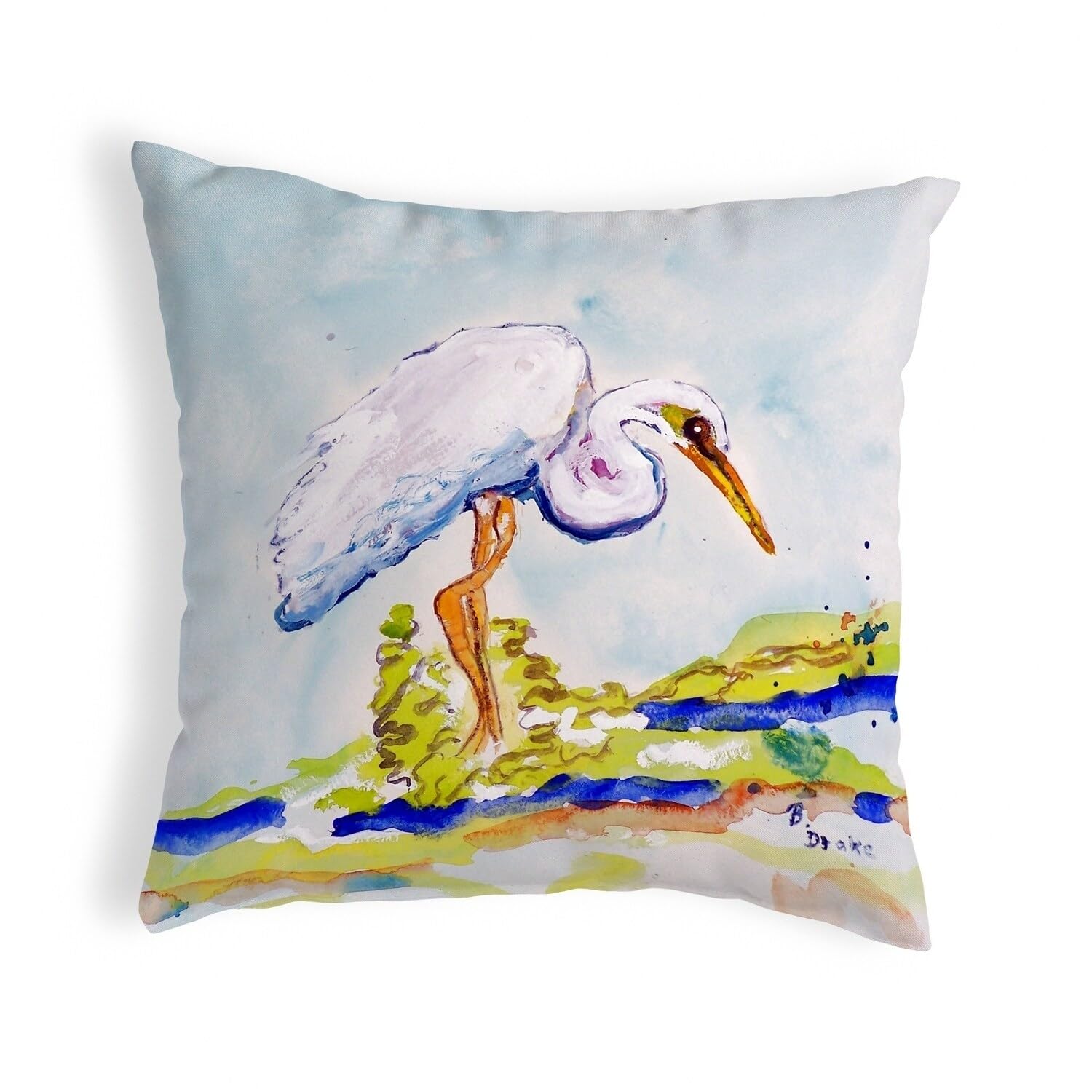 Betsy Drake KS176 Decorative Throw Pillow 12x12 Inches - Soft Multi-Color Cushion for Sofa, Bed, Living Room & Home Decor