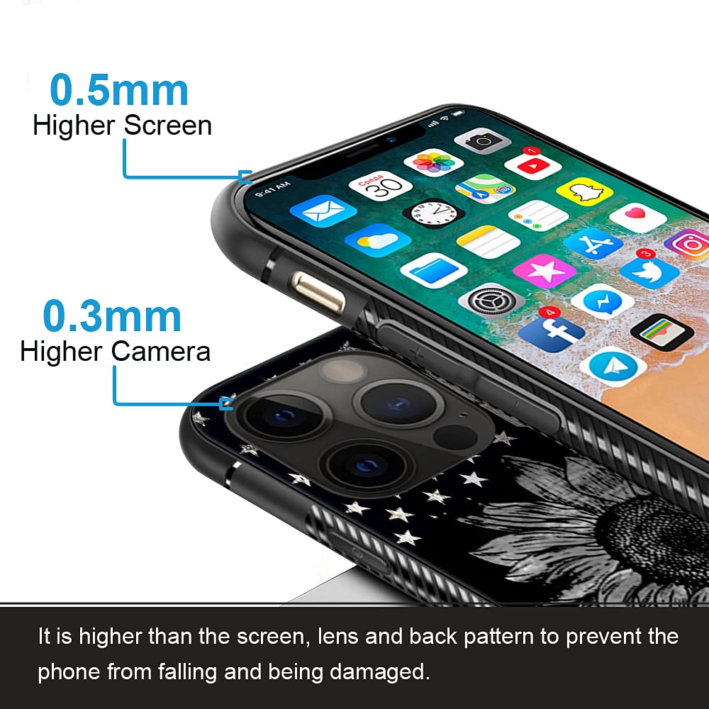 iPhone 12 Pro Max Case 6.7 Inch - Retro Sunflower Design Hard PC Back with Soft TPU Bumper, Non-Slip Protective Phone Cover for Women | Perfect for Everyday Use, Office, Travel & Outdoor Activities