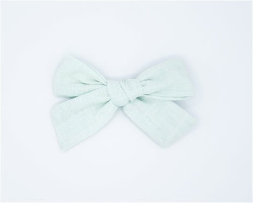 Classic Linen Hair Bow in Light Mint - Elegant Hair Accessory for Women & Girls - Perfect for Weddings, Parties & Everyday Wear