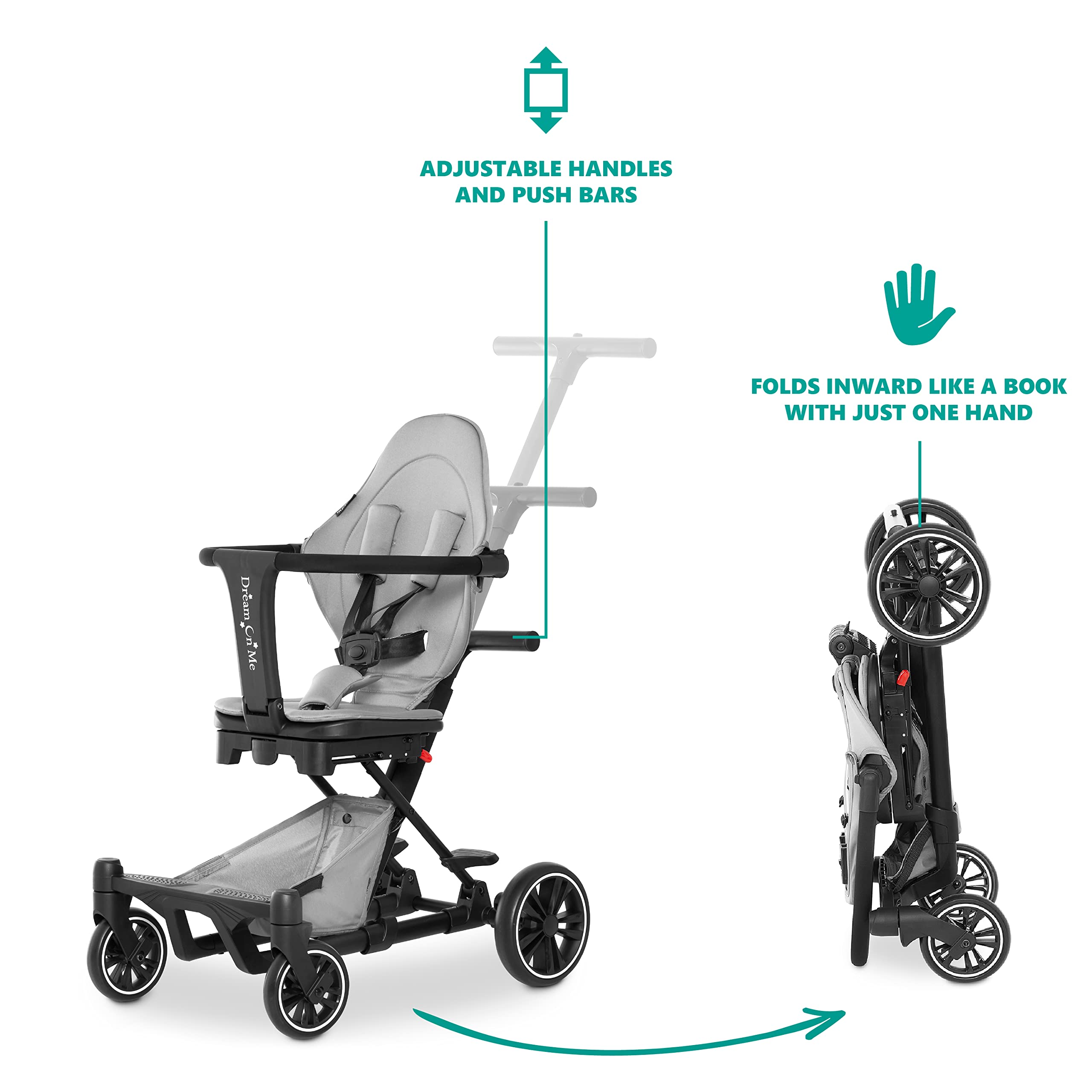 Dream On Me Drift Rider Lightweight Baby Stroller - Gray Compact Stroller for Infants & Toddlers | Perfect for Travel, Shopping & Daily Walks