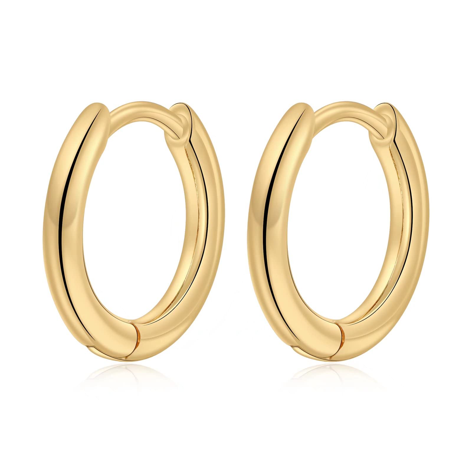 S925 Sterling Silver & 14K Gold Filled Hypoallergenic Huggie Hoop Earrings for Women & Girls - Minimalist Cartilage, Tragus & Sleeper Earrings for Everyday Wear, Gifts & Special Occasions