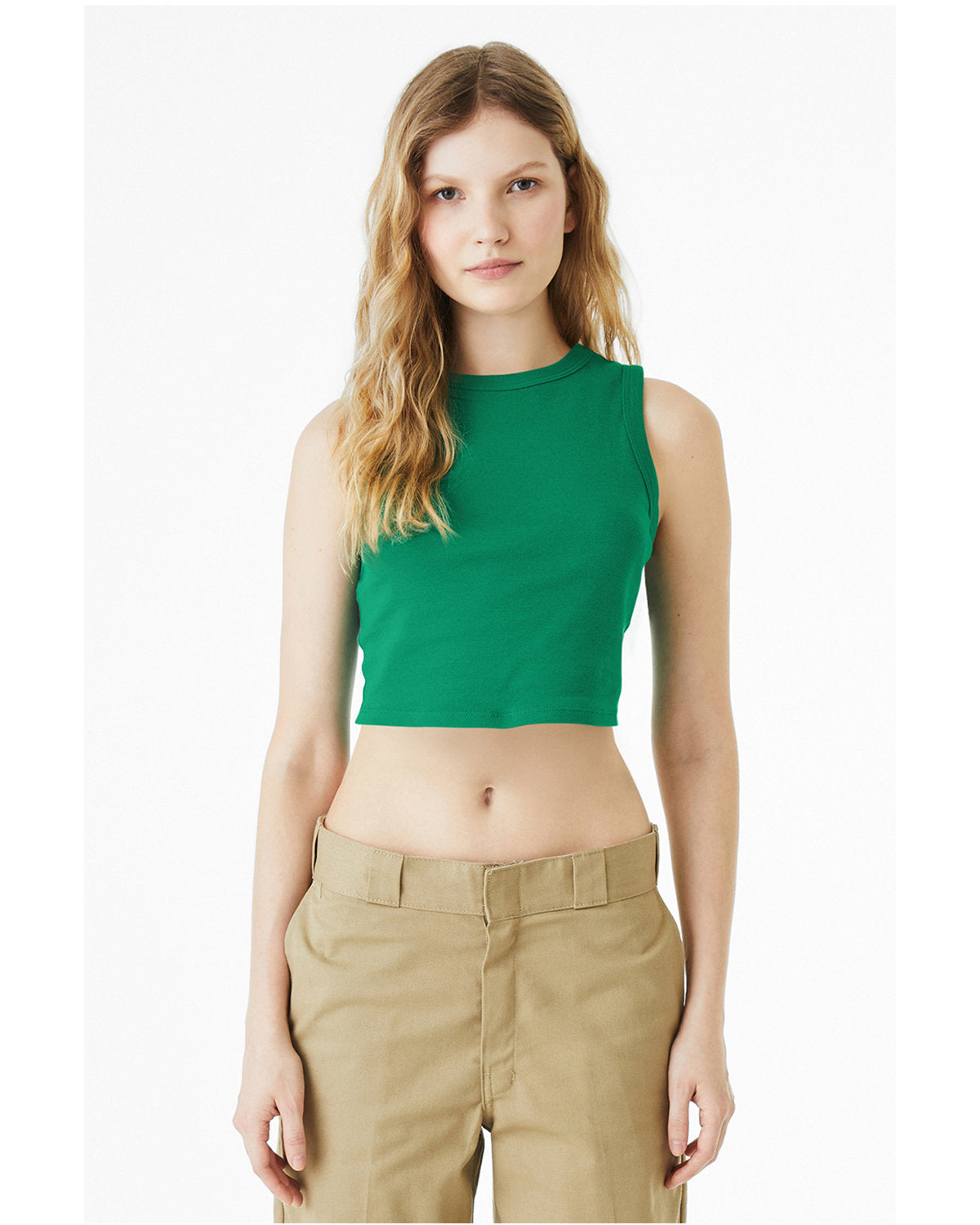 Bella + Canvas 1013BE Women's Micro Rib Muscle Crop Tank Top - Soft Stretchy Workout Shirt for Yoga, Gym & Summer Fashion