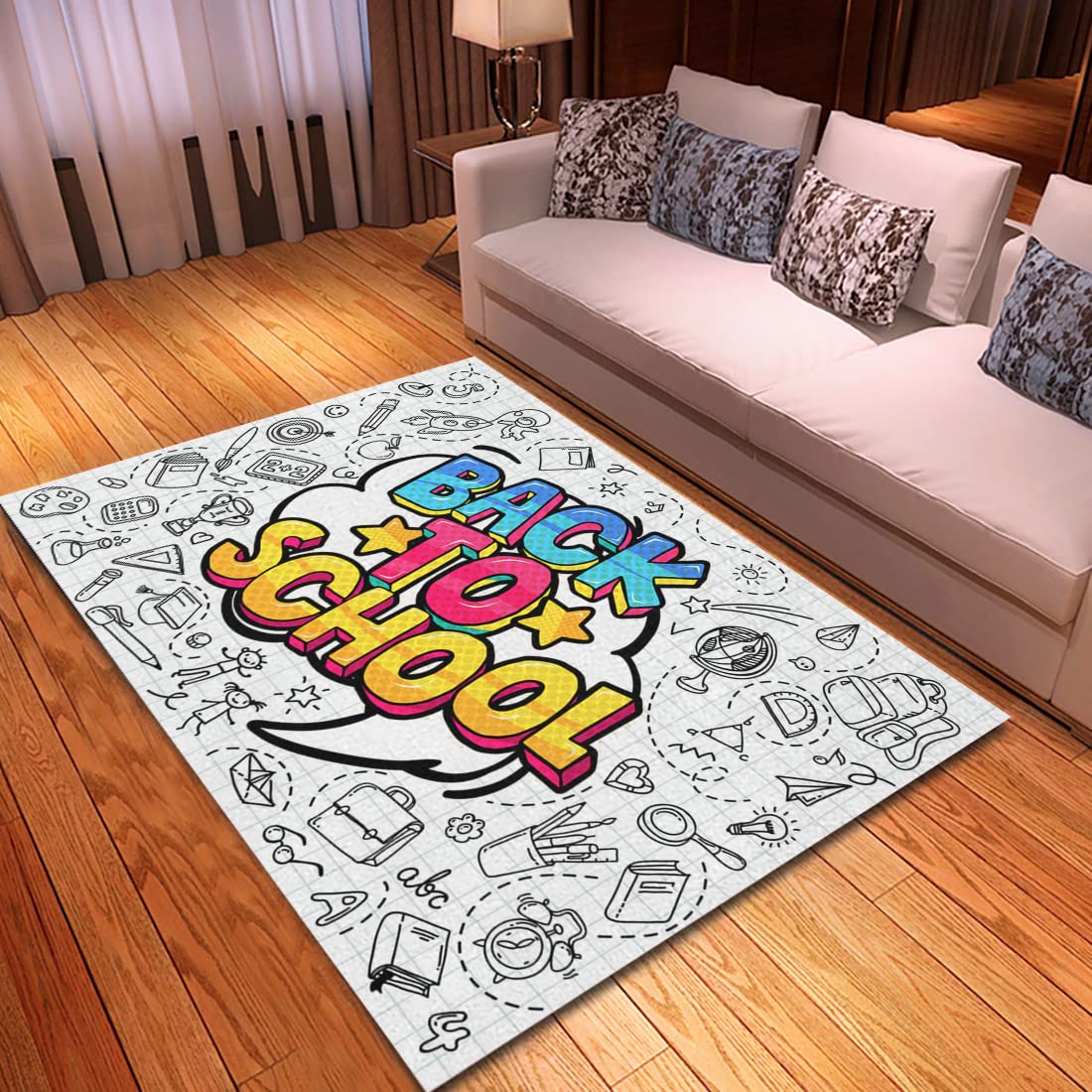 LOKMU 3x5 Feet Pop Art Style Washable Velvet Area Rug - Ultra Soft & Cozy Modern Rug for Living Room, Bedroom, Home Decor | Perfect for Dorm, Back to School, Apartment & Office Spaces