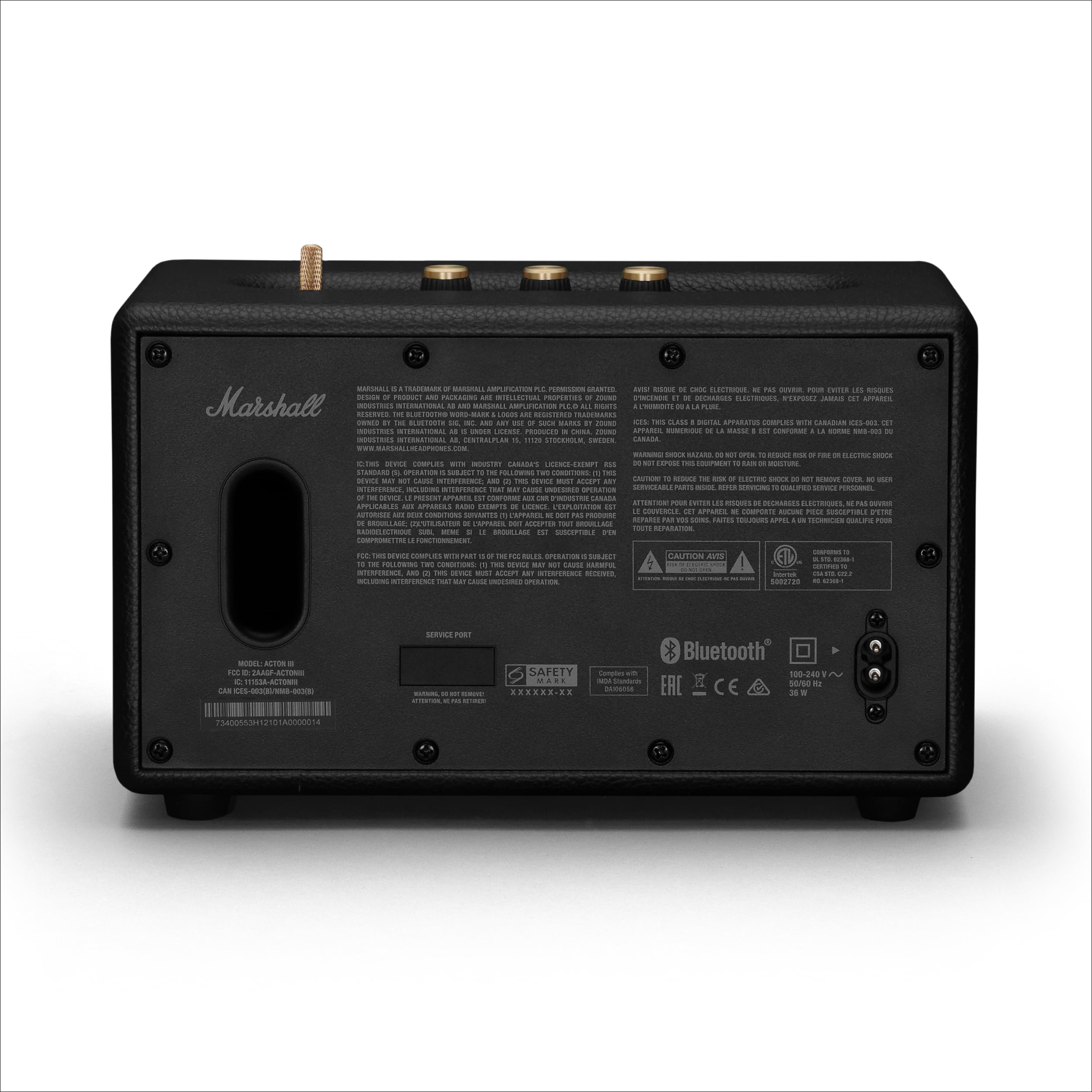 Marshall Acton III Wireless Bluetooth Speaker - Black | Portable Home & Outdoor Music Sound System for Parties, Travel & More