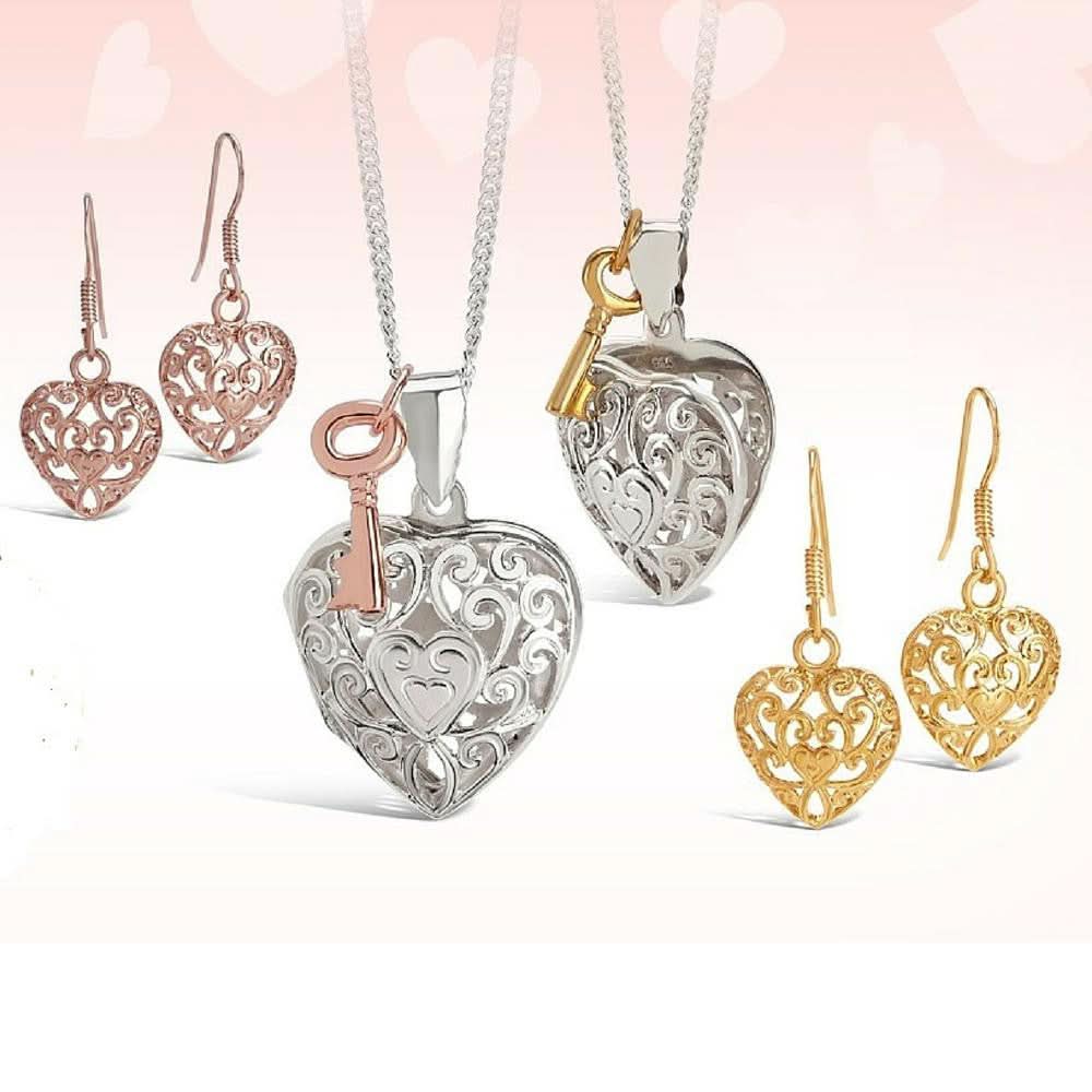 Elegant Heart-Shaped Silver Earrings for Women | Sterling Silver Dangle Earrings | Perfect for Valentine's Day, Anniversary & Romantic Date Nights