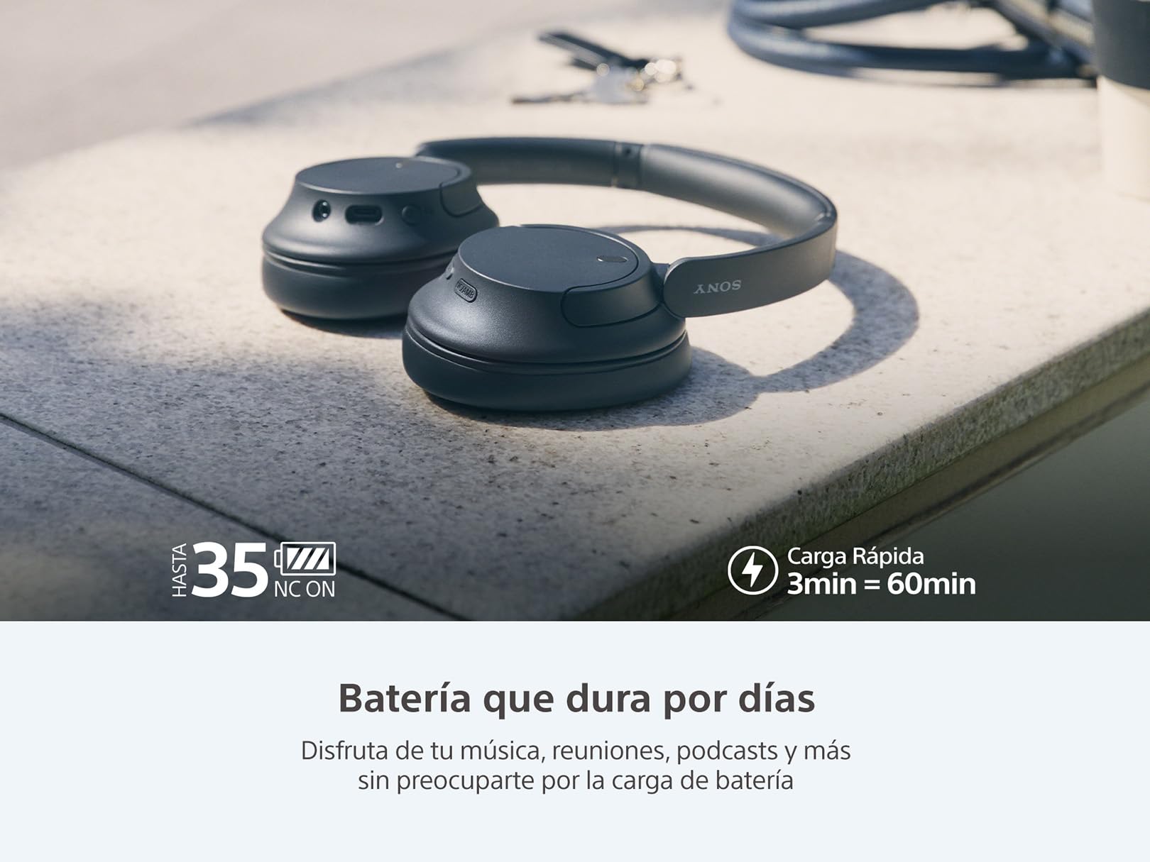 Sony WH-CH720N Wireless Noise Cancelling Bluetooth Headphones with Built-in Mic, 35H Battery & Fast Charge - Blue | Perfect for Travel, Commuting & Office Use
