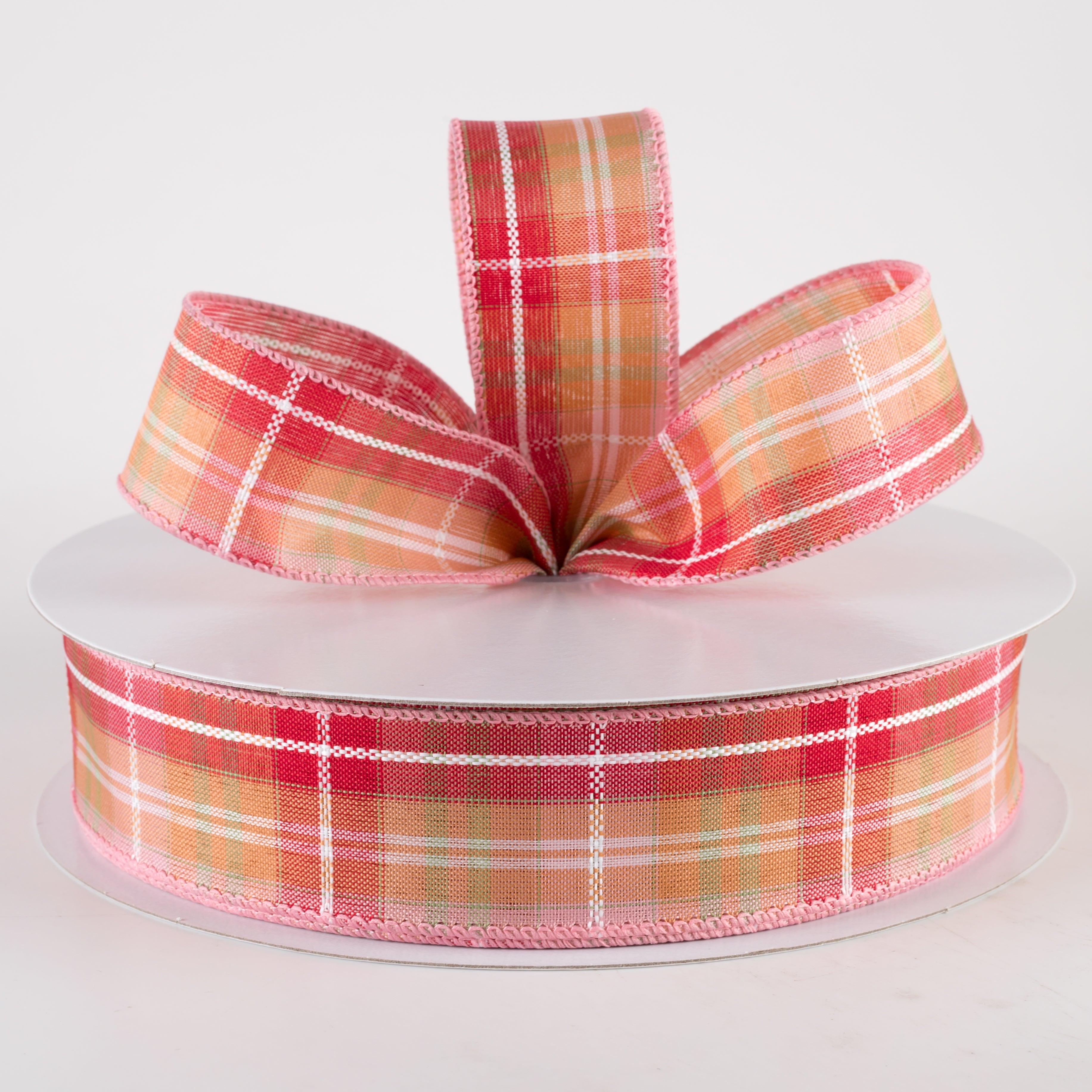 1.5 Inch Kennedy Plaid Ribbon - Blush Pink, Mint Green & White - 50 Yards Bulk Spool for Gift Wrapping, Crafts, Hair Bows, DIY Decorations