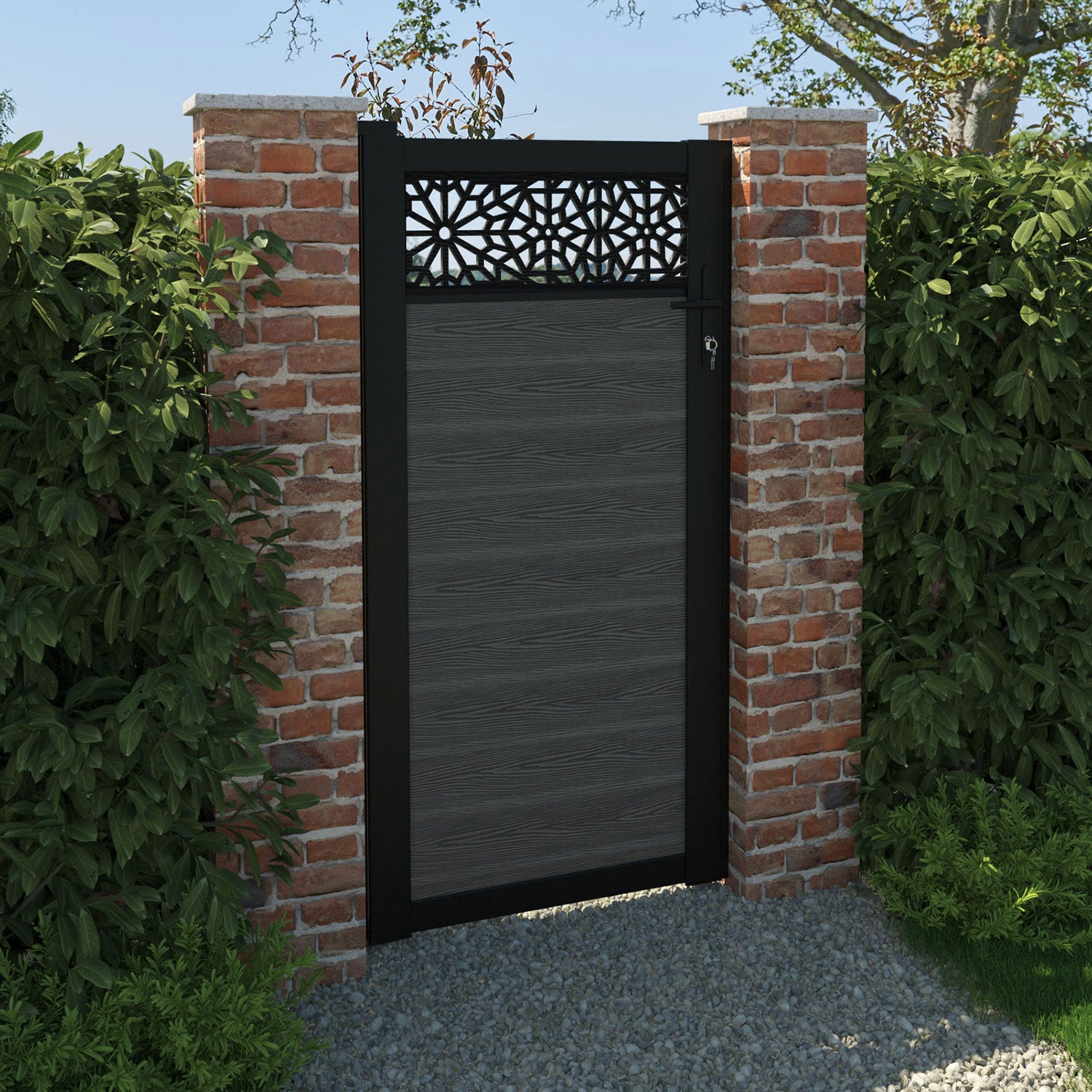 Classic Alnara Pedestrian Gate - Dark Grey Steel Garden Fence Gate for Home & Yard Security | Perfect for Driveways, Walkways, and Property Entrances