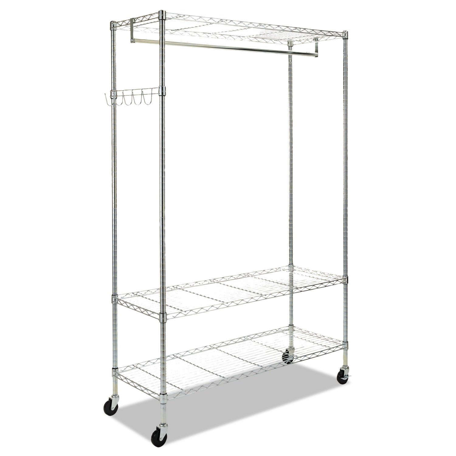 Alera GR364818SR Heavy Duty Wire Shelving Garment Rack with Casters - Silver | Freestanding Coat Rack for Closet Organization, Retail Display & Laundry Room Storage