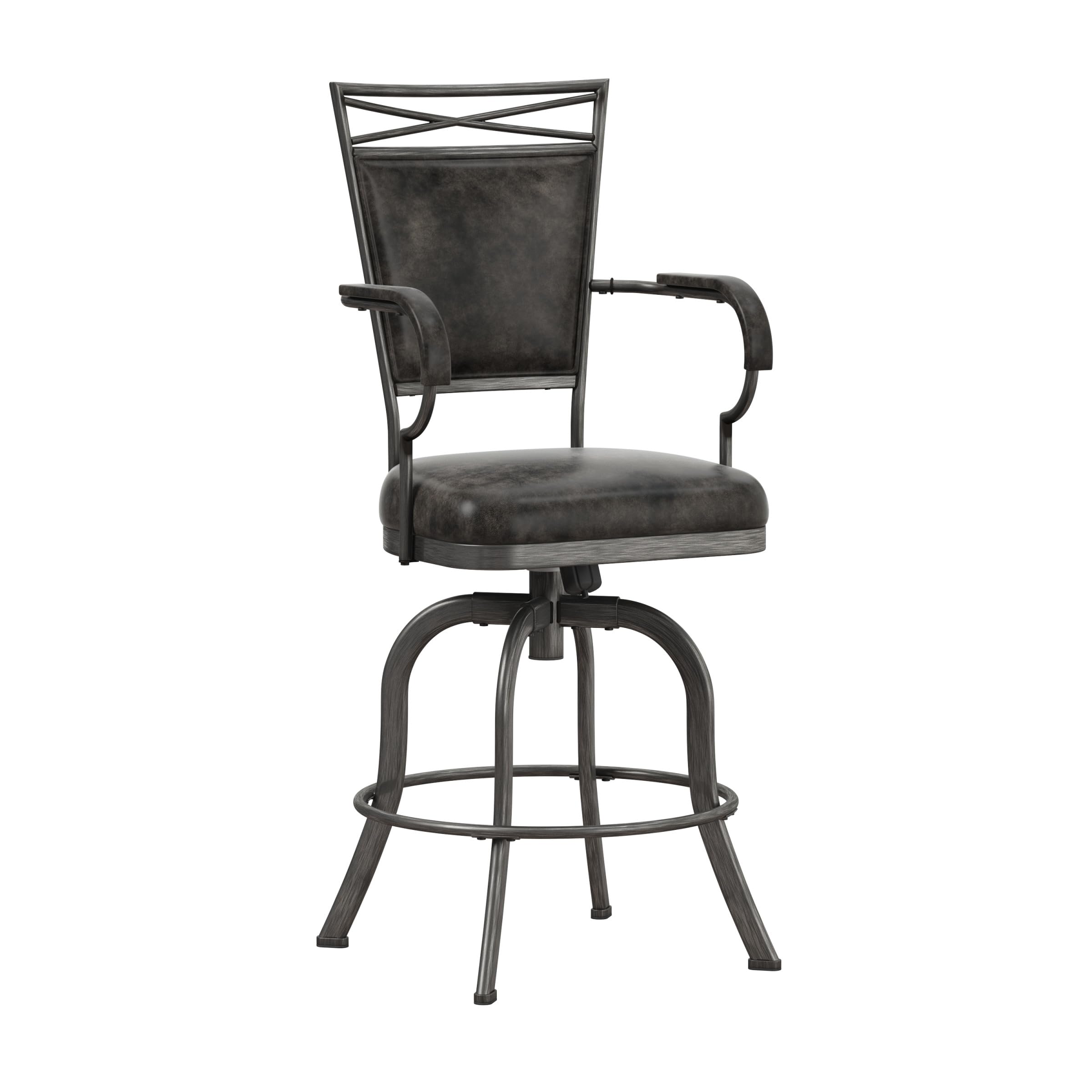 Hillsdale Bridgetown Metal Counter Height Swivel Bar Stool in Pewter - Perfect for Kitchen Islands, Breakfast Bars & Home Decor