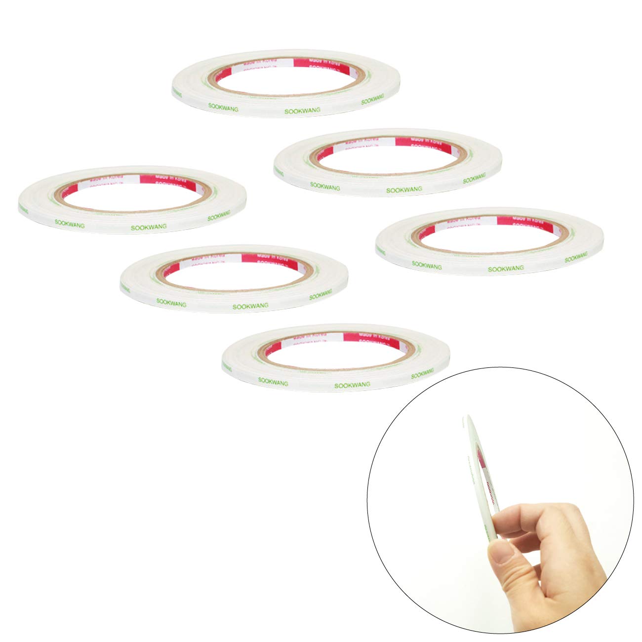 Double Sided Adhesive Tape 3mm x 25m - 6 Pack Strong Craft Tape for Scrapbooking, DIY Projects & Home Decor | Scor-Tape Alternative for Paper, Fabric & Cardboard